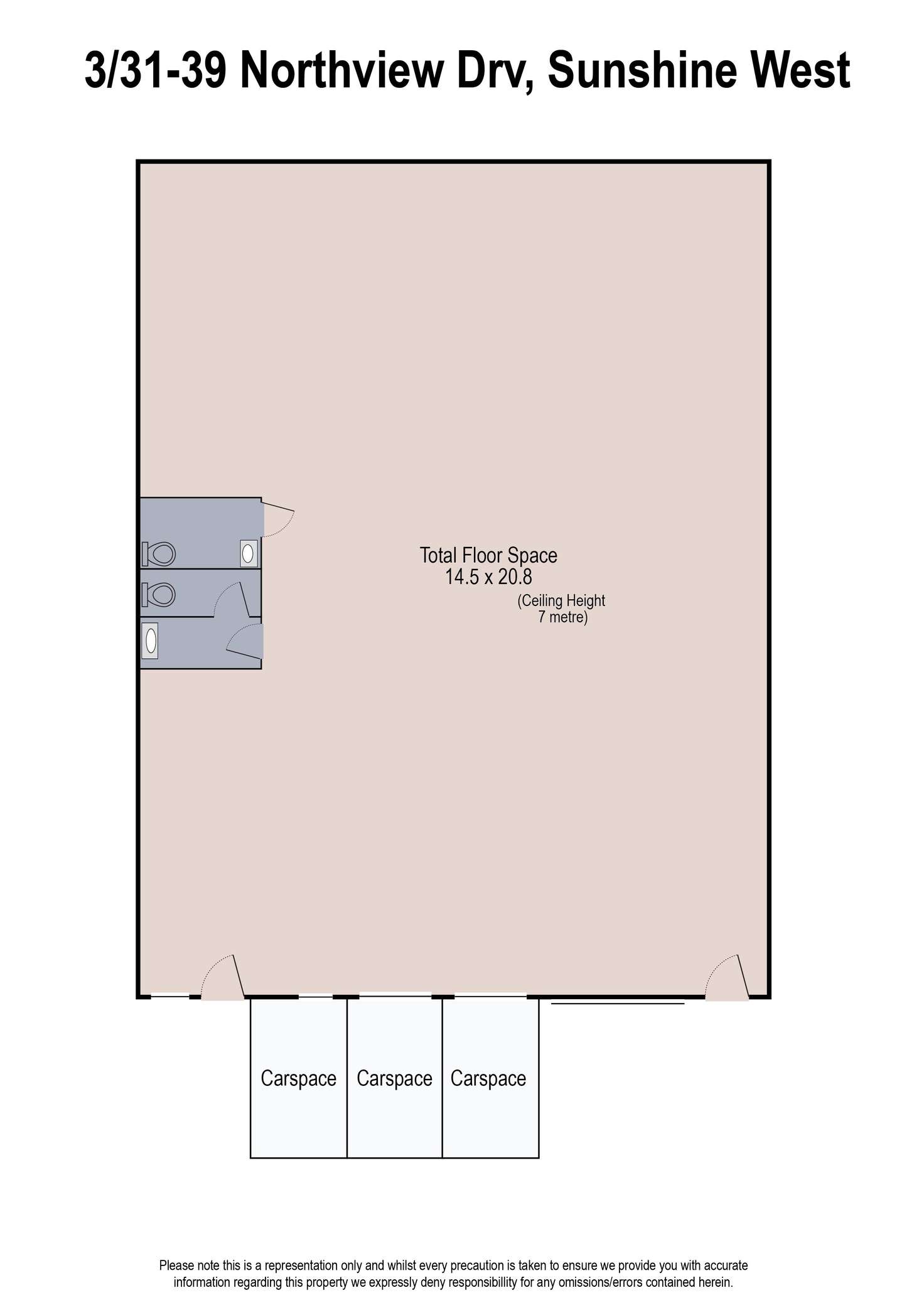 Floorplan of Homely warehouse listing, 3/31-39 Northview Drive, Sunshine West VIC 3020