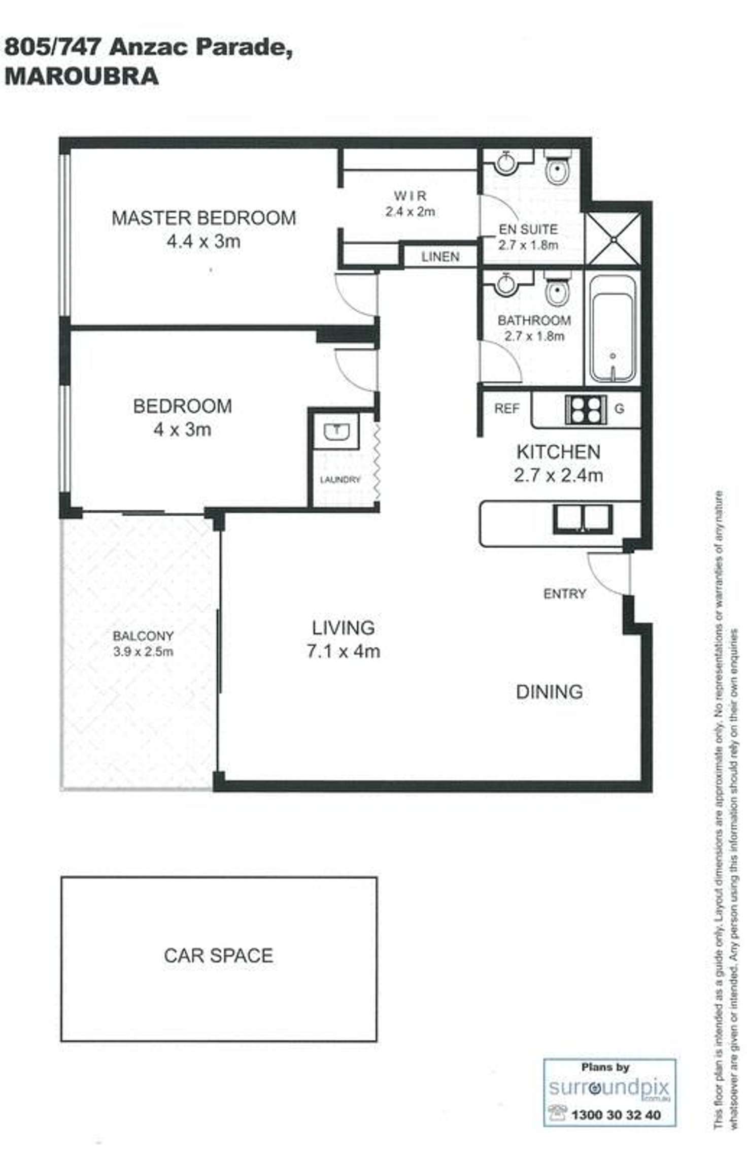 Floorplan of Homely apartment listing, 805/747 Anzac Parade, Maroubra NSW 2035