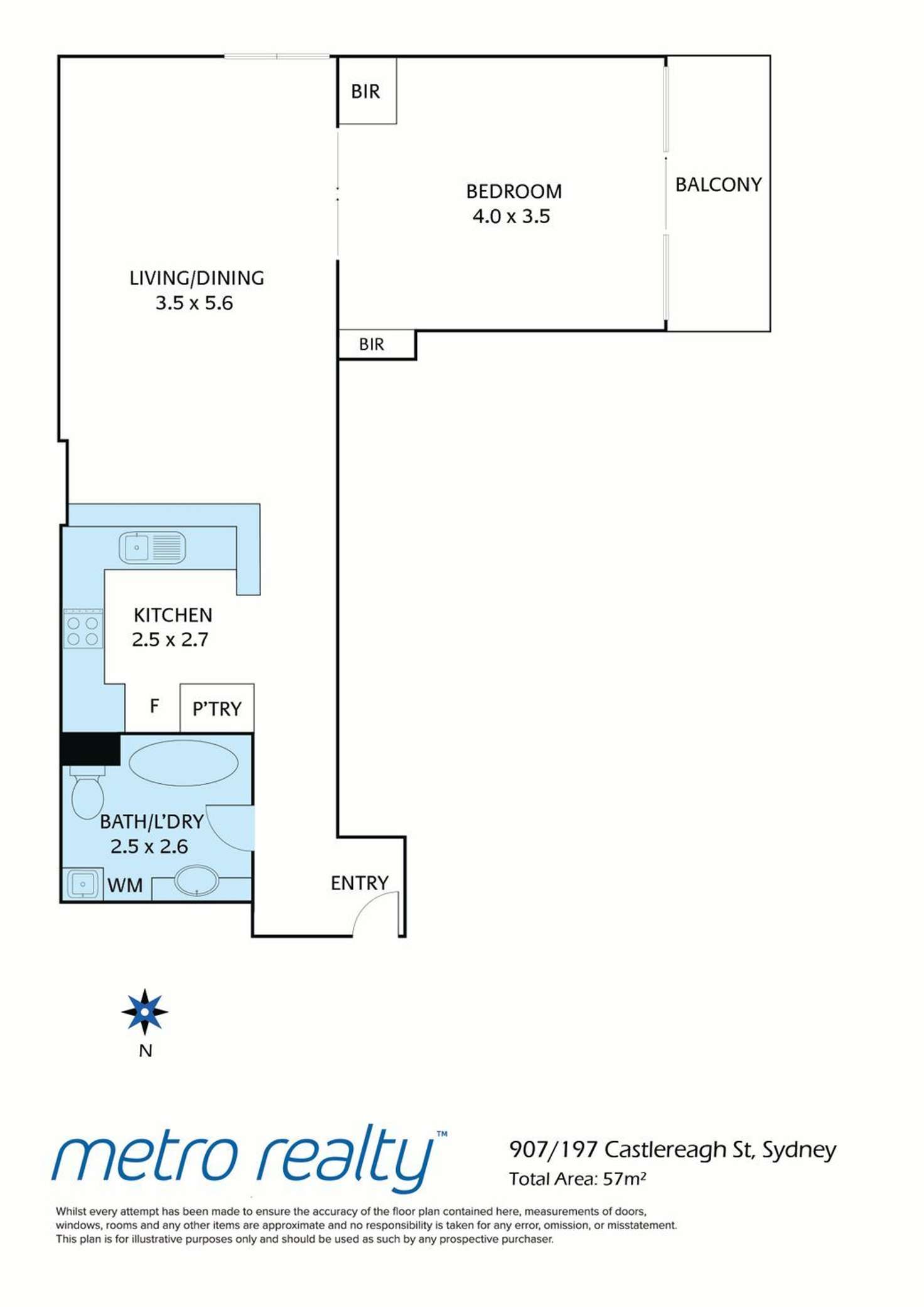 Floorplan of Homely apartment listing, 907/197 Castlereagh St, Sydney NSW 2000