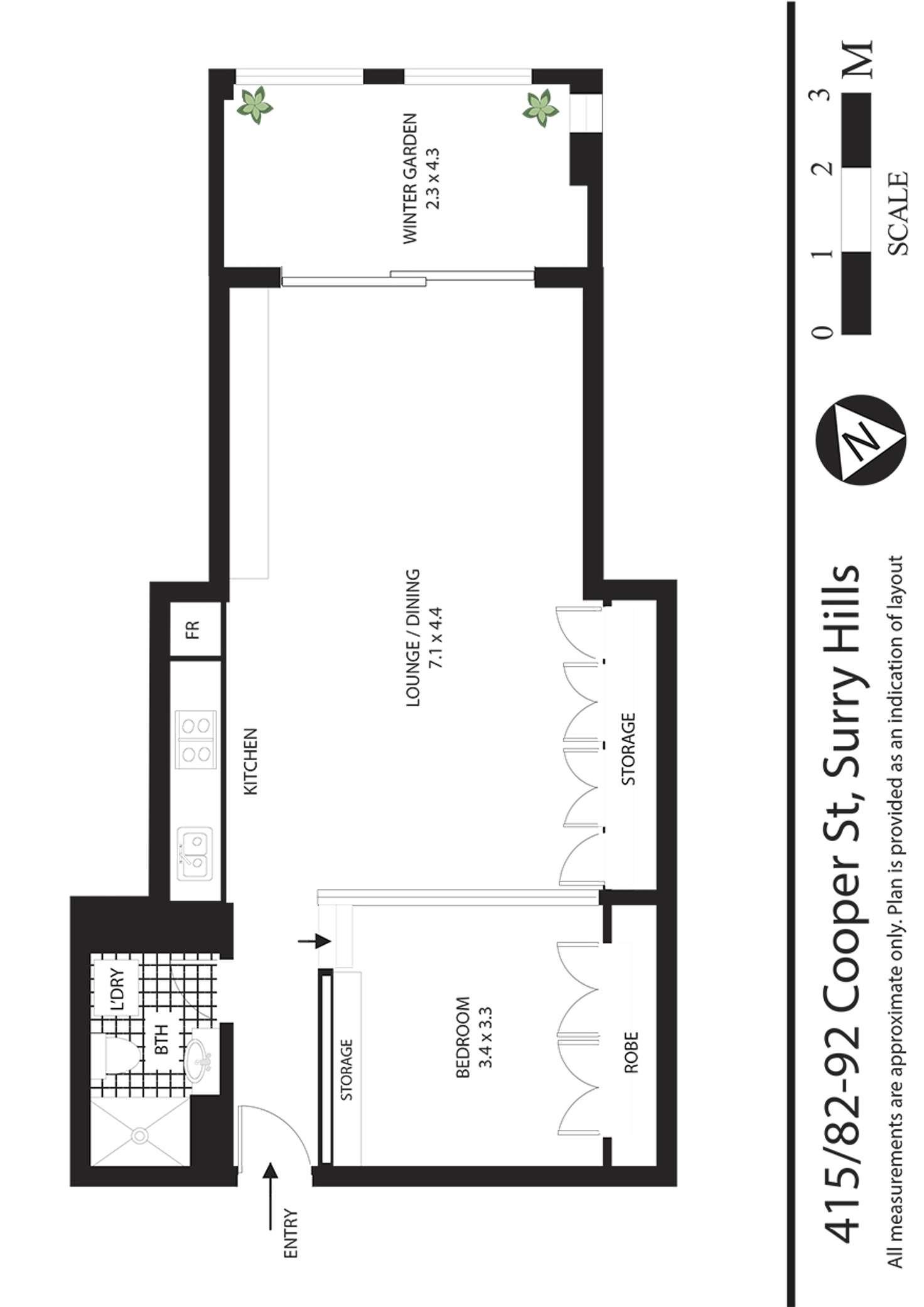 Floorplan of Homely apartment listing, 415/82 Cooper Street, Surry Hills NSW 2010