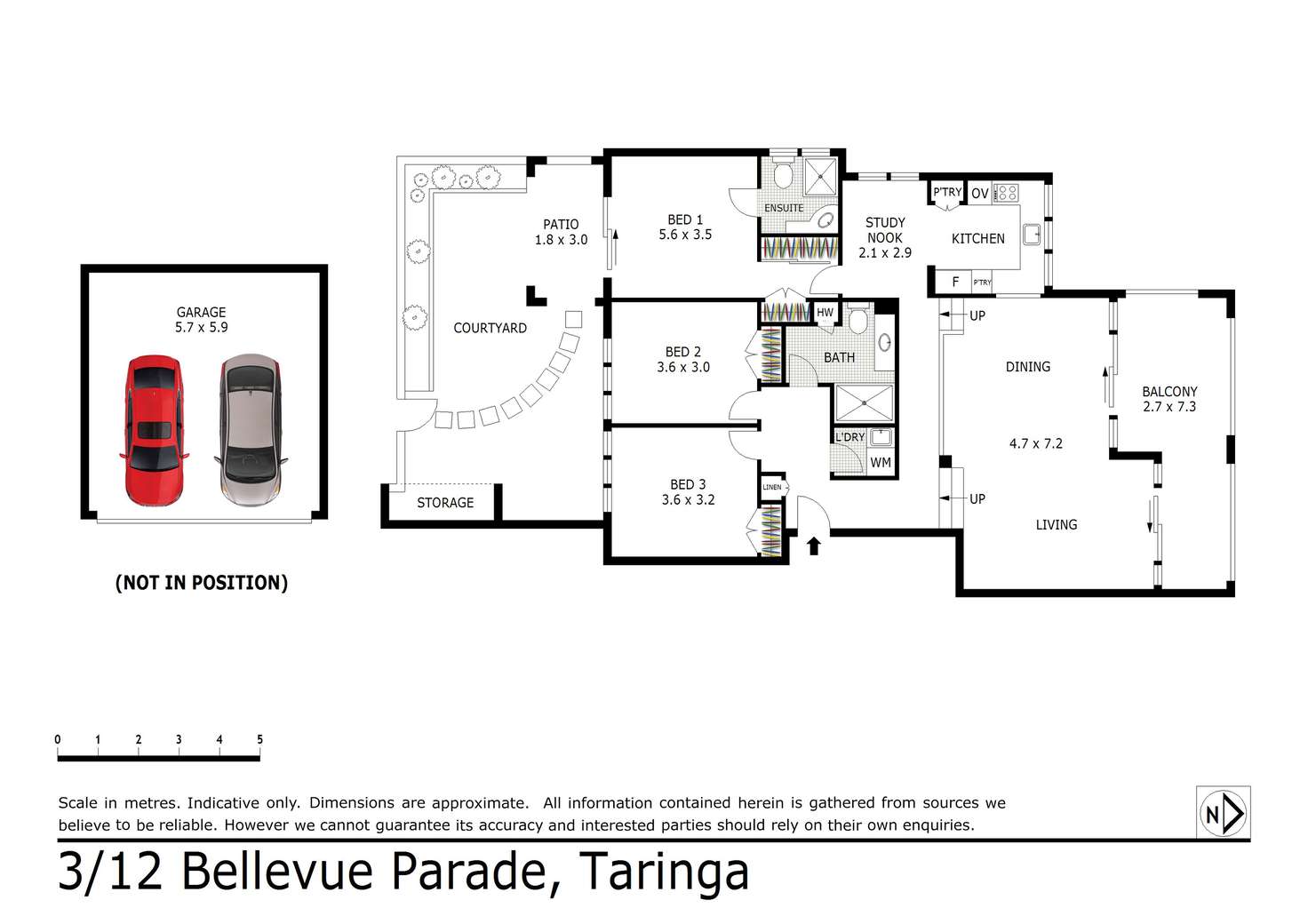 Floorplan of Homely apartment listing, 3/12 Bellevue Parade, Taringa QLD 4068