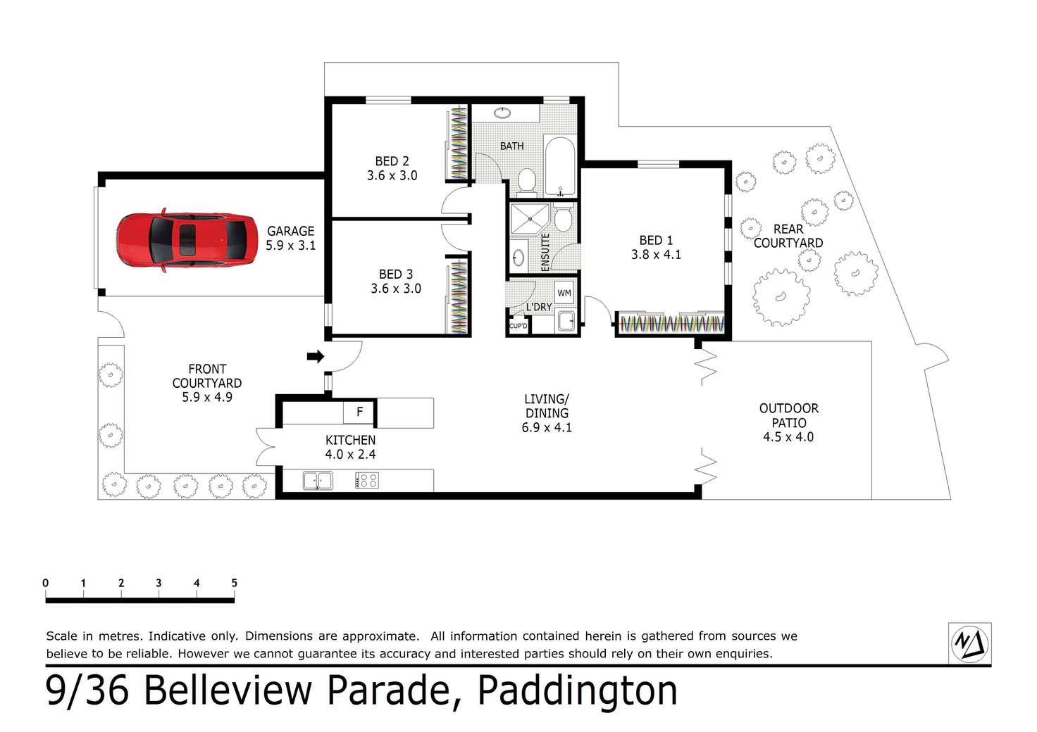 Floorplan of Homely apartment listing, 9/36 Belleview Parade, Paddington QLD 4064