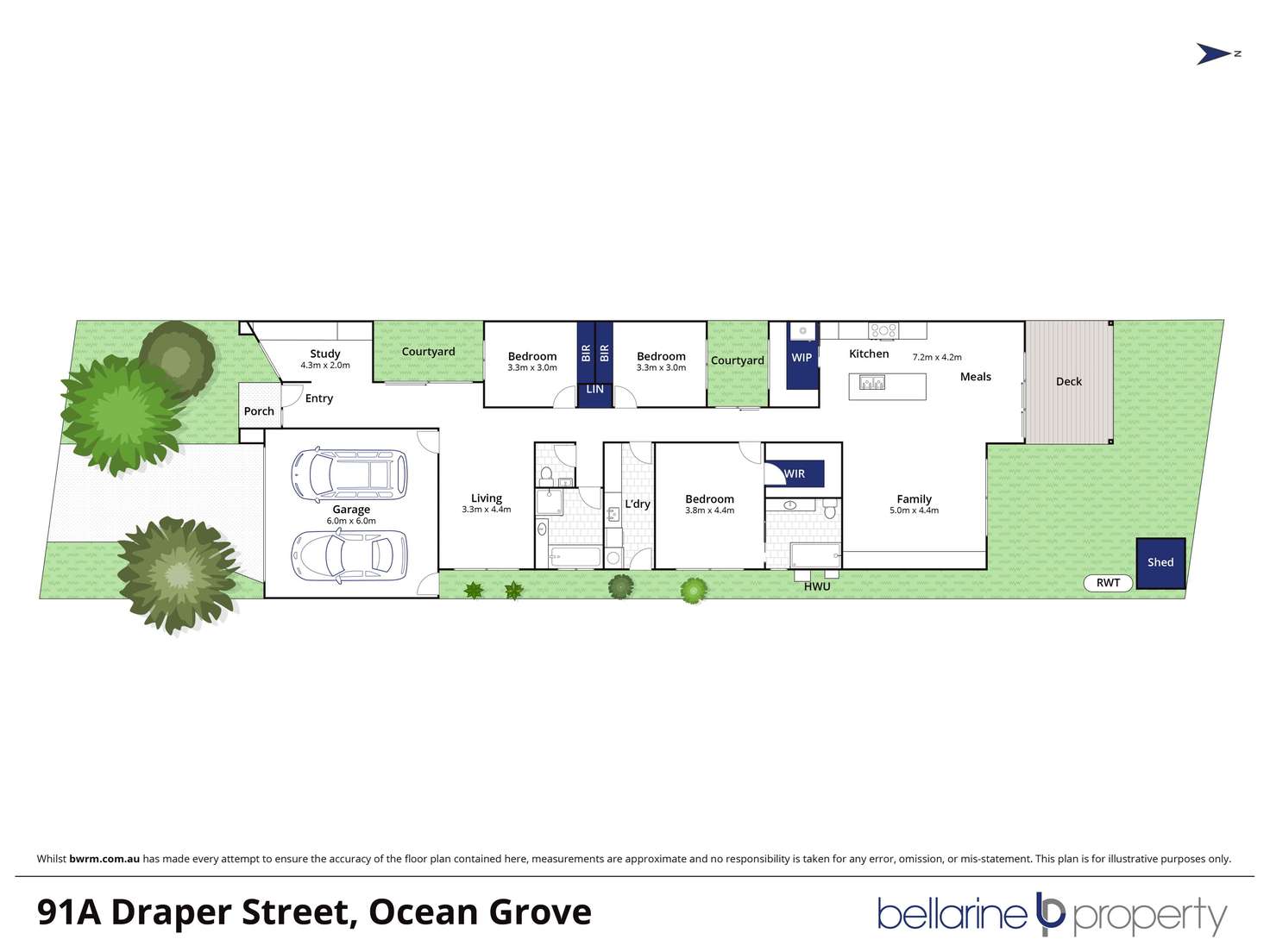 Floorplan of Homely townhouse listing, 91A Draper Street, Ocean Grove VIC 3226