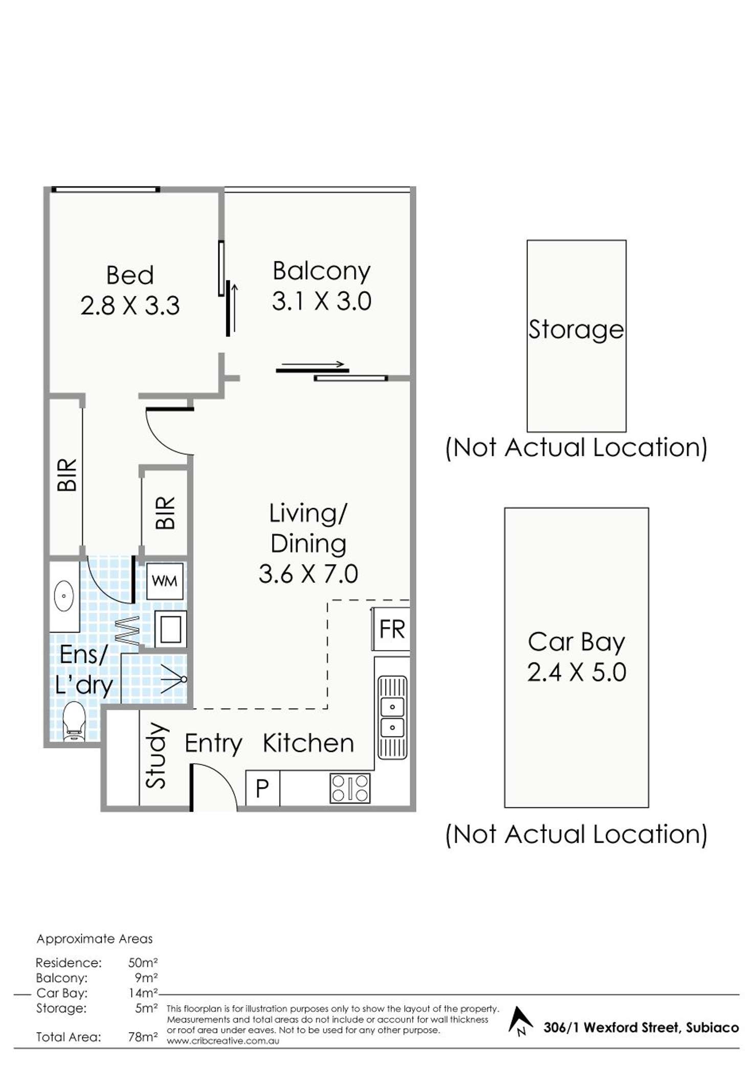 Floorplan of Homely apartment listing, 306/1 Wexford Street, Subiaco WA 6008