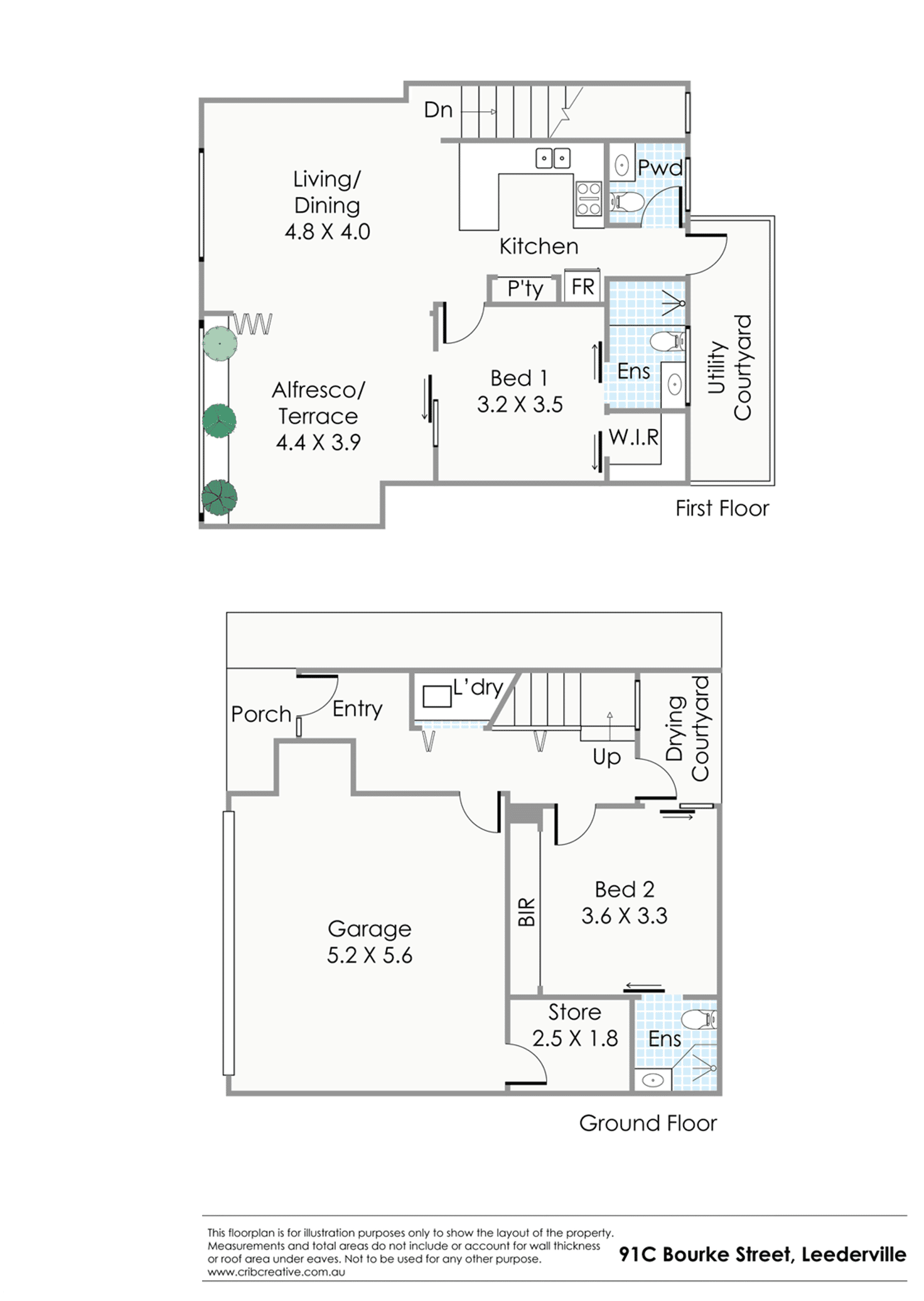Floorplan of Homely townhouse listing, 91C Bourke Street, Leederville WA 6007
