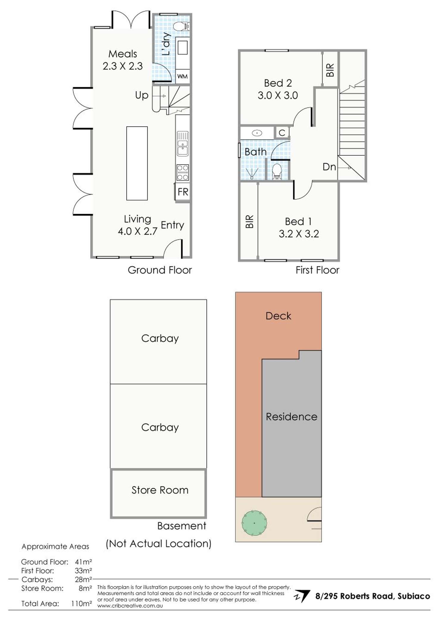 Floorplan of Homely townhouse listing, 8/295 Roberts Road, Subiaco WA 6008