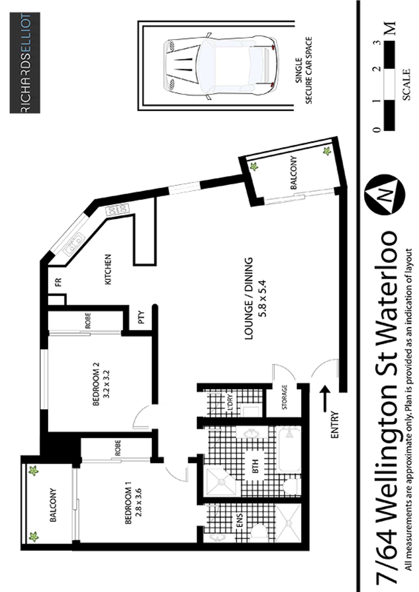 Floorplan of Homely apartment listing, 7/64 Wellington Street, Waterloo NSW 2017