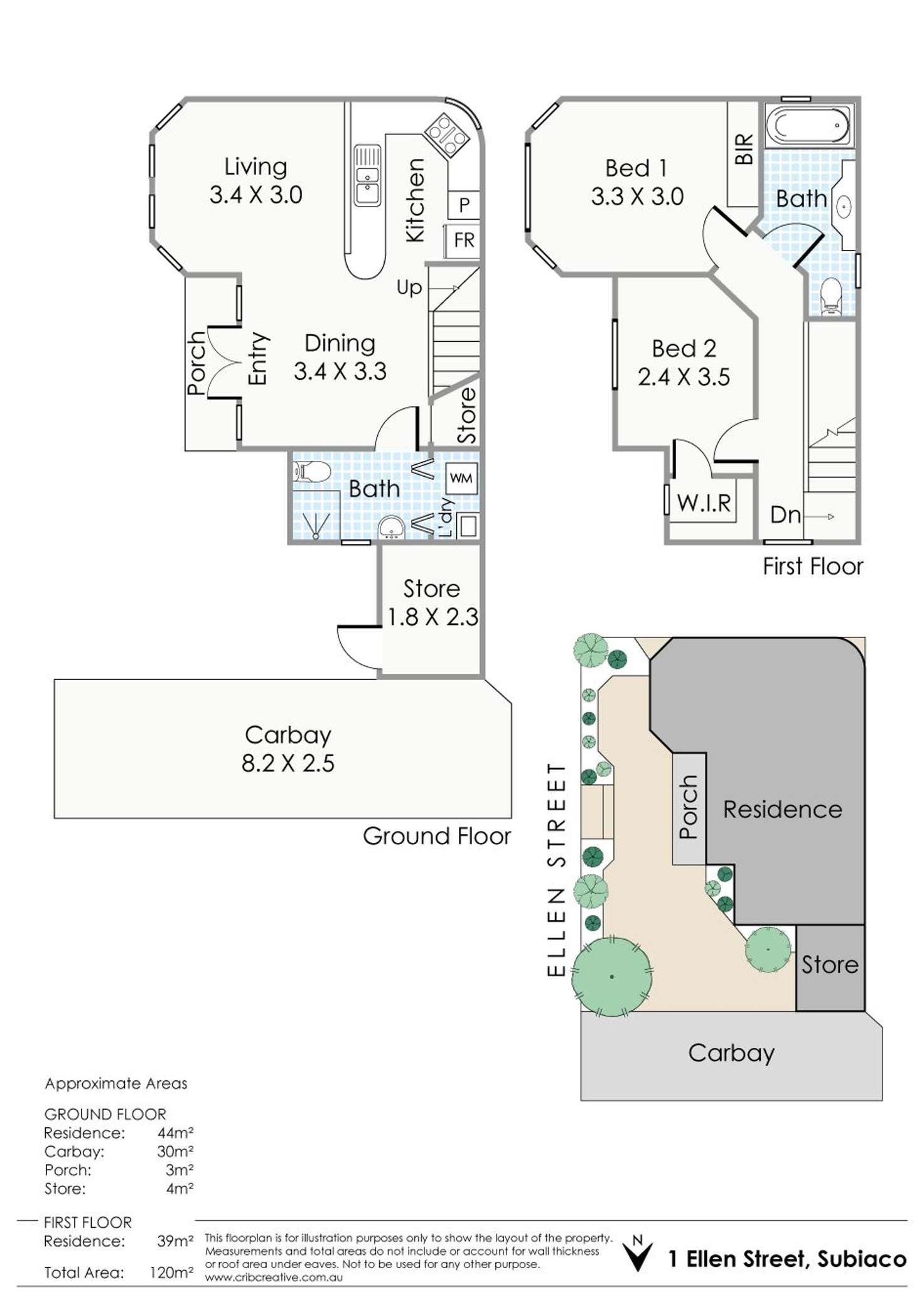 Floorplan of Homely townhouse listing, 1 Ellen Street, Subiaco WA 6008