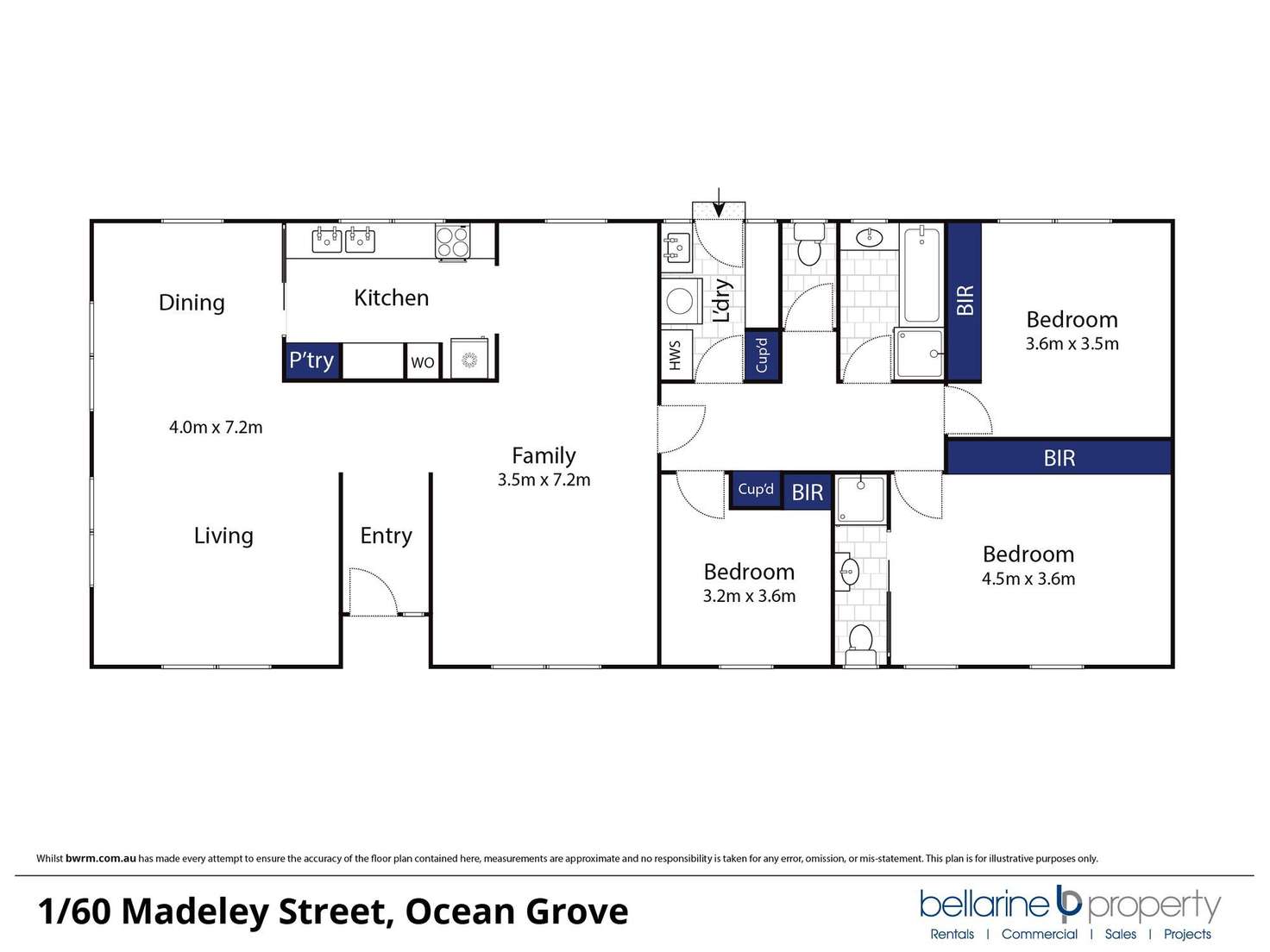 Floorplan of Homely townhouse listing, 1/60 Madeley Street, Ocean Grove VIC 3226
