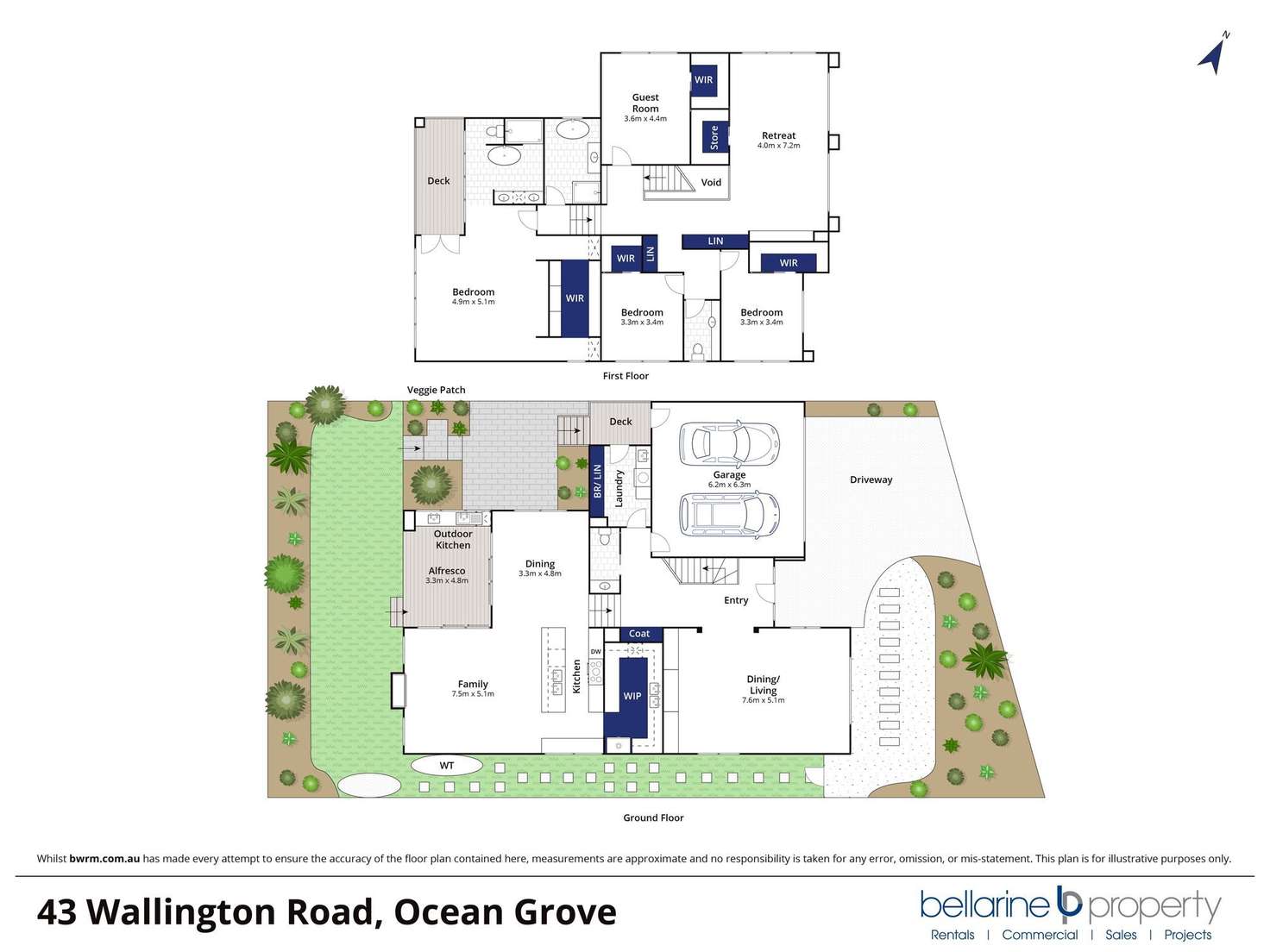 Floorplan of Homely house listing, 43 Wallington Road, Ocean Grove VIC 3226