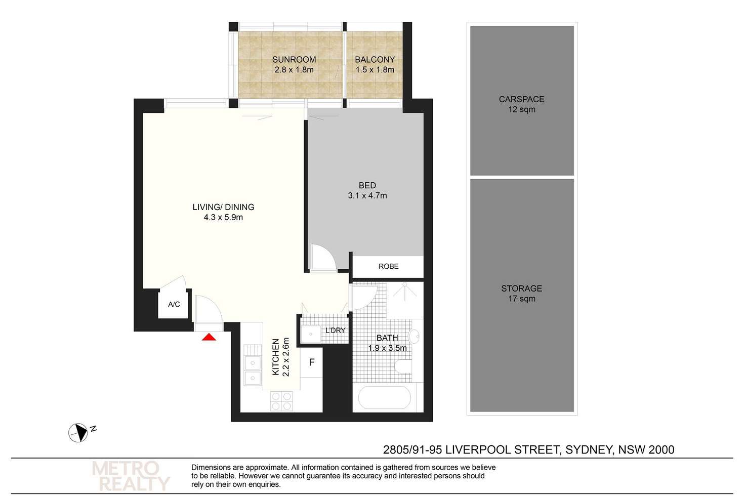 Floorplan of Homely apartment listing, 2805/91 Liverpool St, Sydney NSW 2000