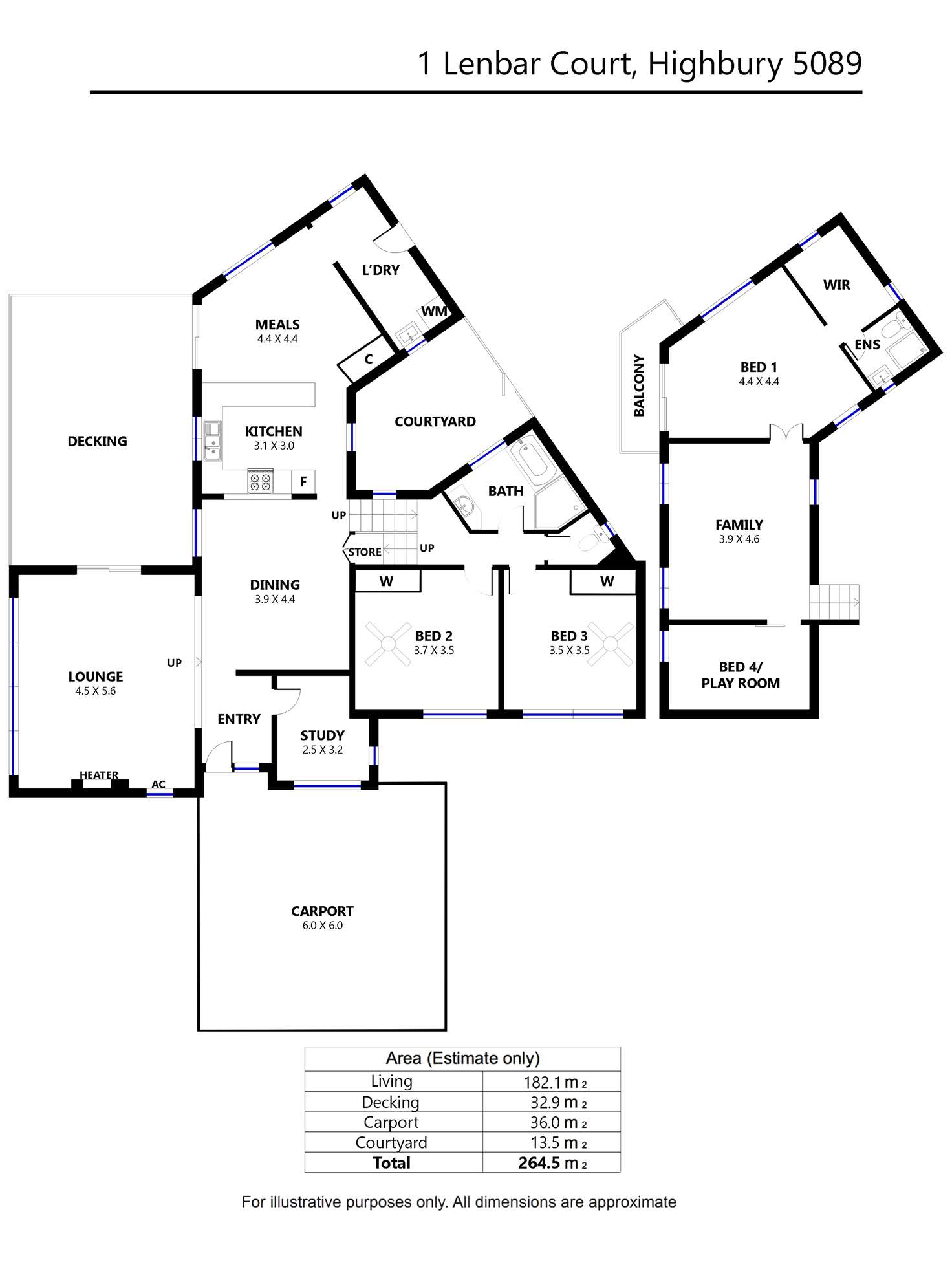 Floorplan of Homely house listing, 1 Lenbar Court, Highbury SA 5089