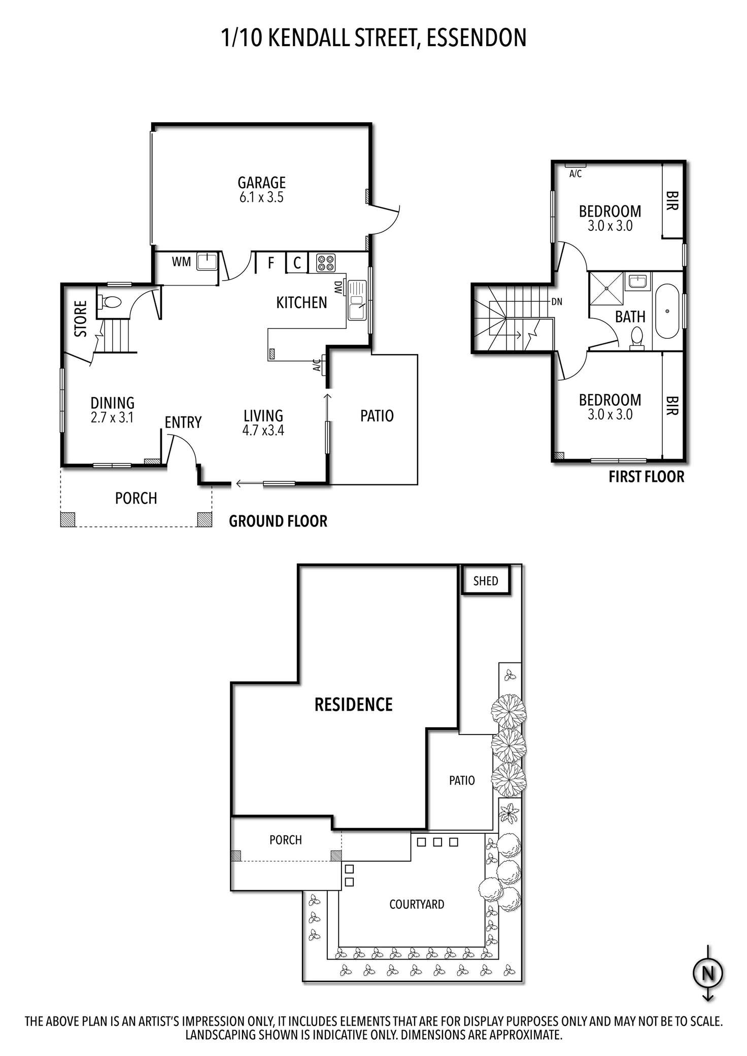 Floorplan of Homely townhouse listing, 1/10 Kendall Street, Essendon VIC 3040