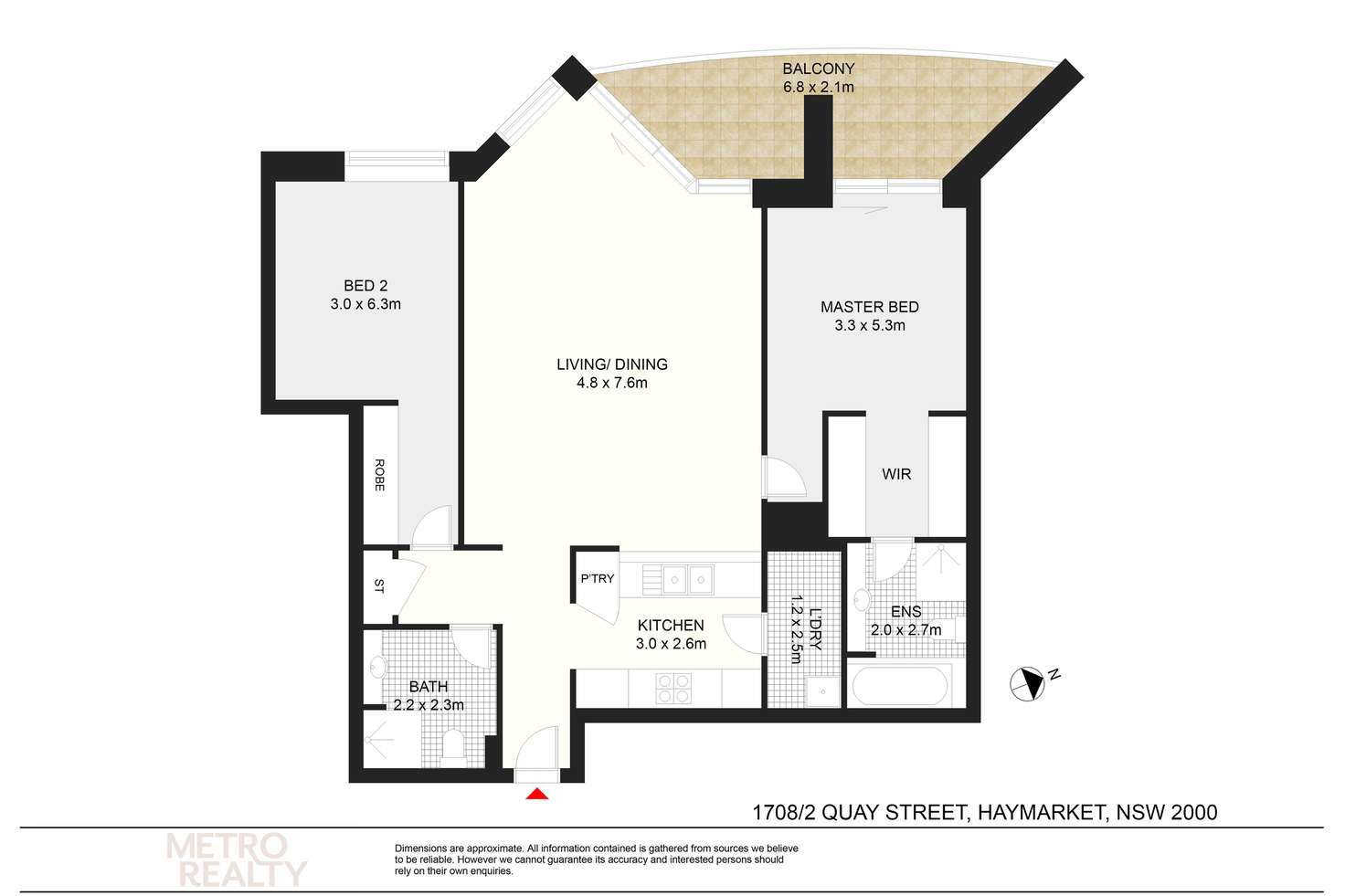 Floorplan of Homely apartment listing, 1708/2 Quay St, Haymarket NSW 2000