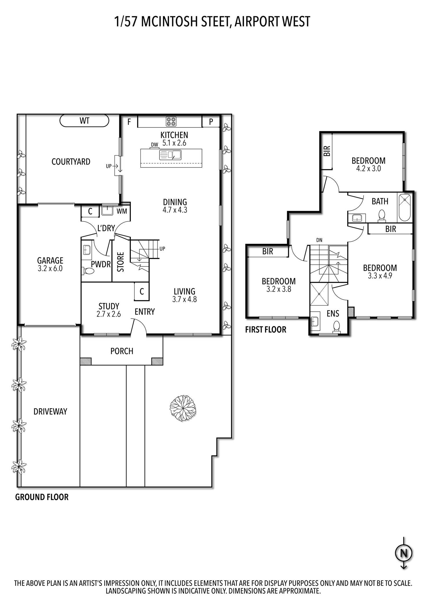 Floorplan of Homely townhouse listing, 1/57 McIntosh Street, Airport West VIC 3042