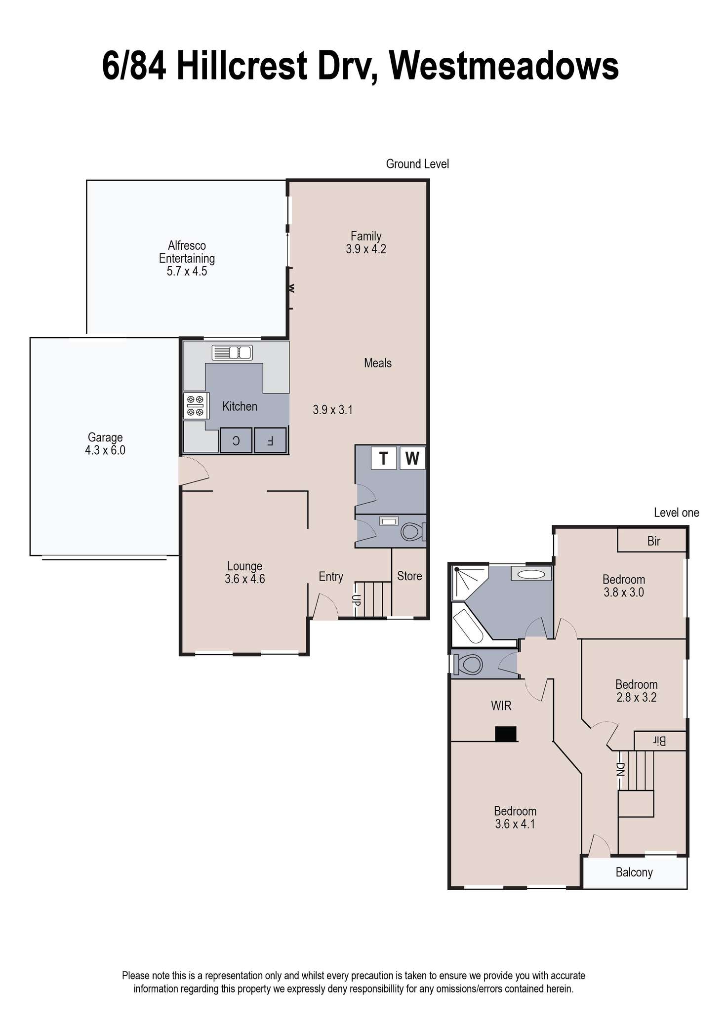 Floorplan of Homely townhouse listing, 6/84 Hillcrest Drive, Westmeadows VIC 3049