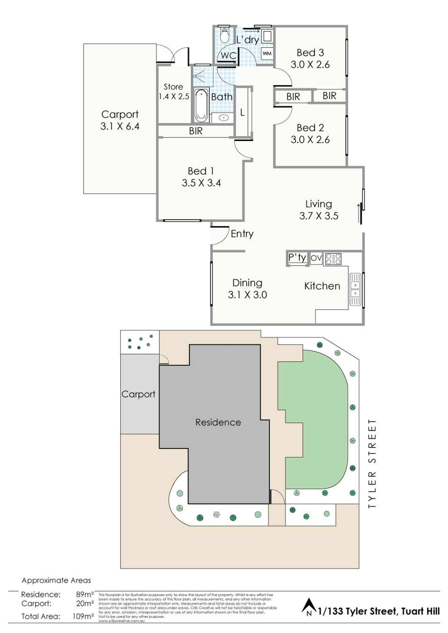 Floorplan of Homely villa listing, 1/133 Tyler Street, Tuart Hill WA 6060