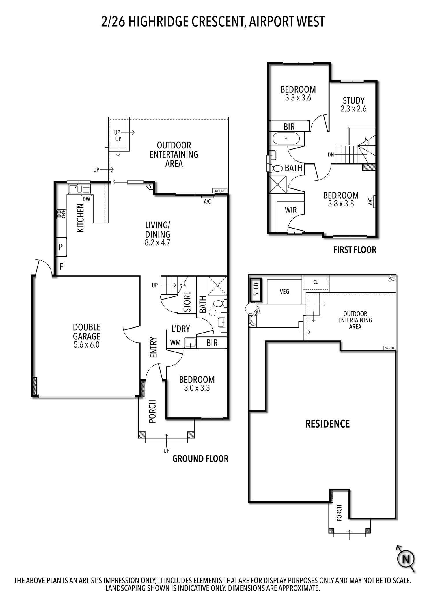 Floorplan of Homely townhouse listing, 2/26 Highridge Crescent, Airport West VIC 3042