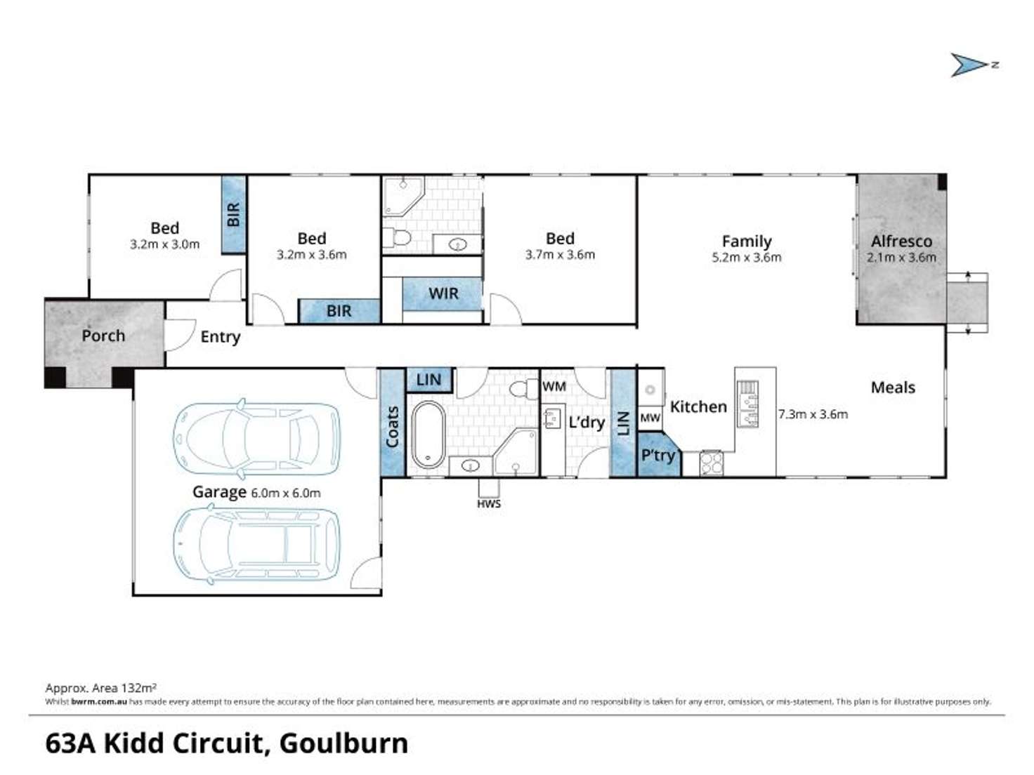 Floorplan of Homely semiDetached listing, 63A Kidd Circuit, Goulburn NSW 2580