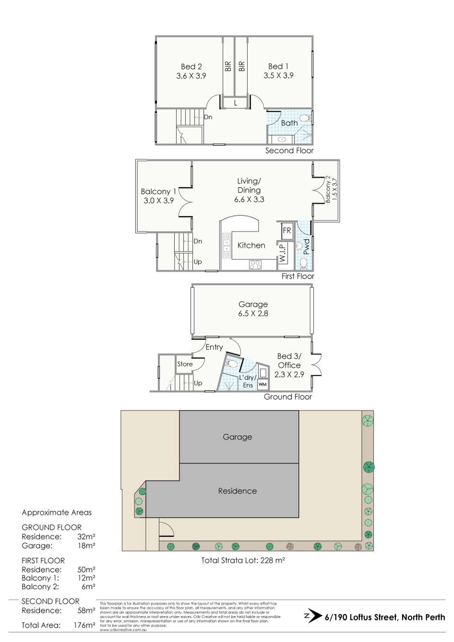 Floorplan of Homely townhouse listing, 6/190 Loftus Street, North Perth WA 6006