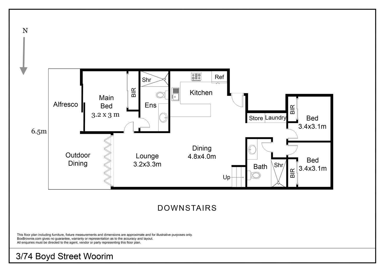Floorplan of Homely unit listing, 3/74 Boyd Street, Woorim QLD 4507