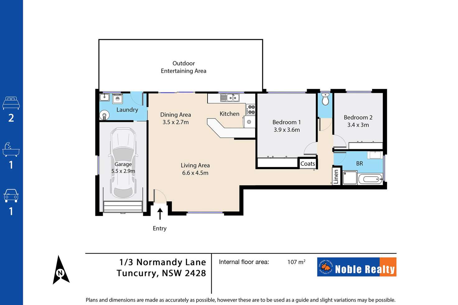 Floorplan of Homely villa listing, 1/3 Normandy Lane, Tuncurry NSW 2428