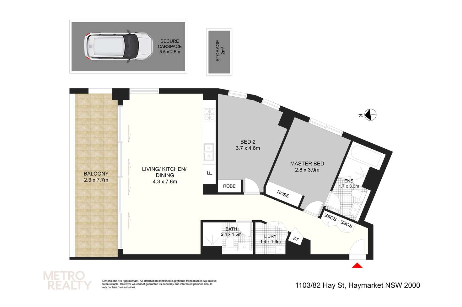 Floorplan of Homely apartment listing, 1103/82 Hay Street, Haymarket NSW 2000