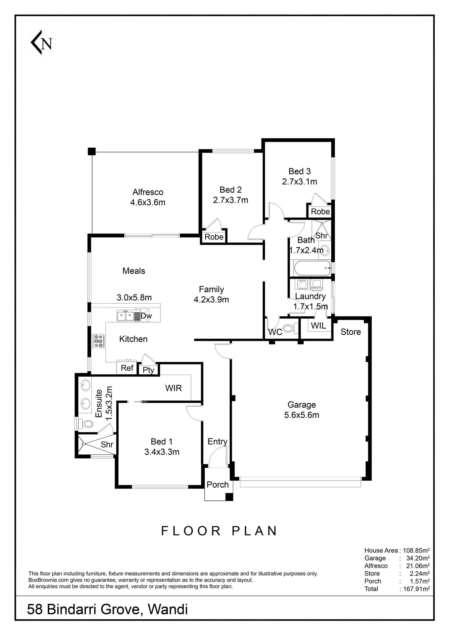 Floorplan of Homely house listing, 58 Bindarri Grove, Wandi WA 6167