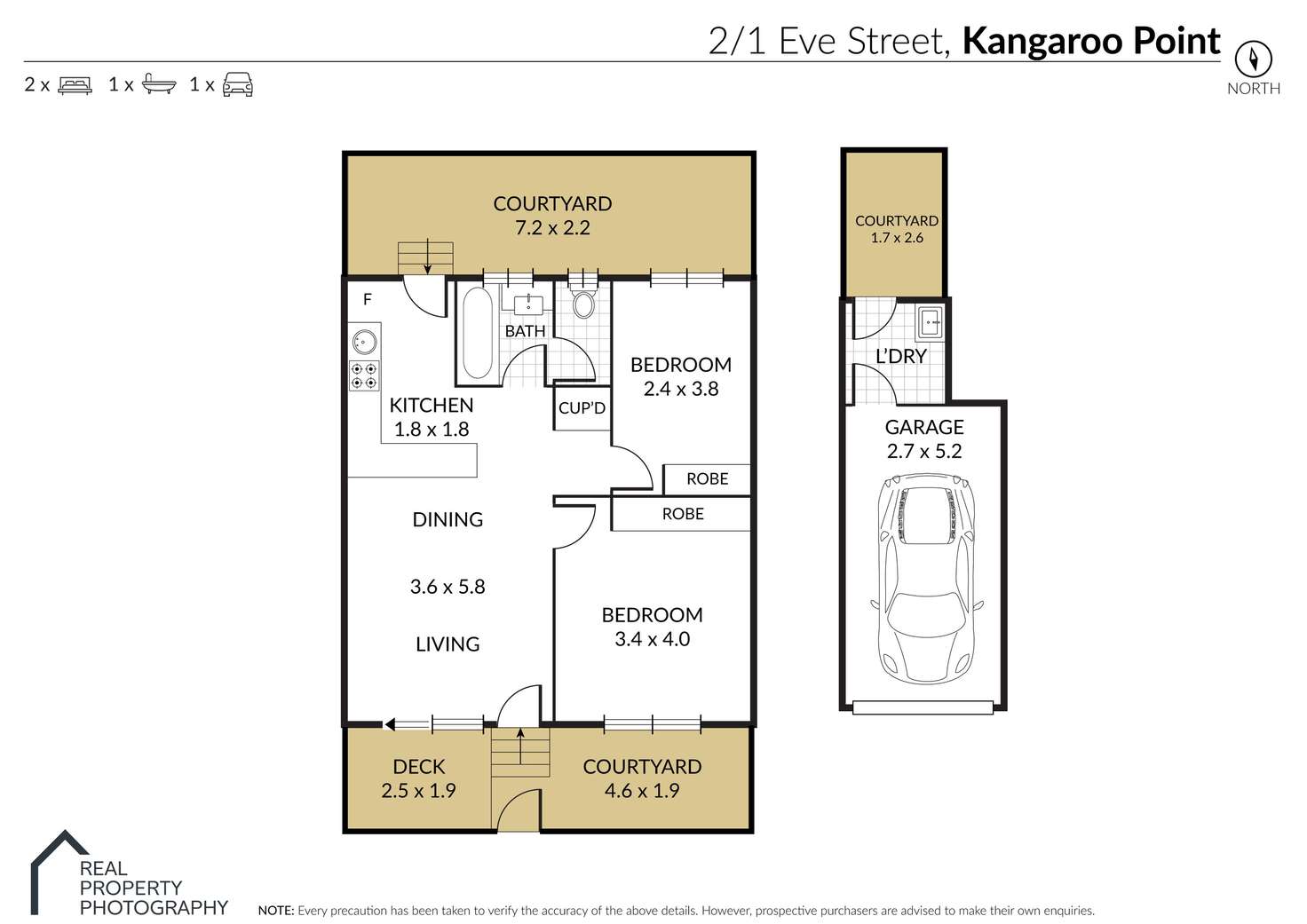 Floorplan of Homely unit listing, 2/1 Eve Street, Kangaroo Point QLD 4169