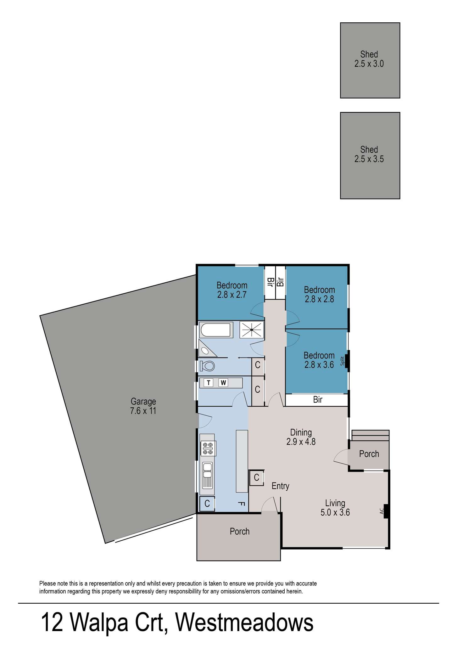 Floorplan of Homely house listing, 12 Walpa Court, Westmeadows VIC 3049