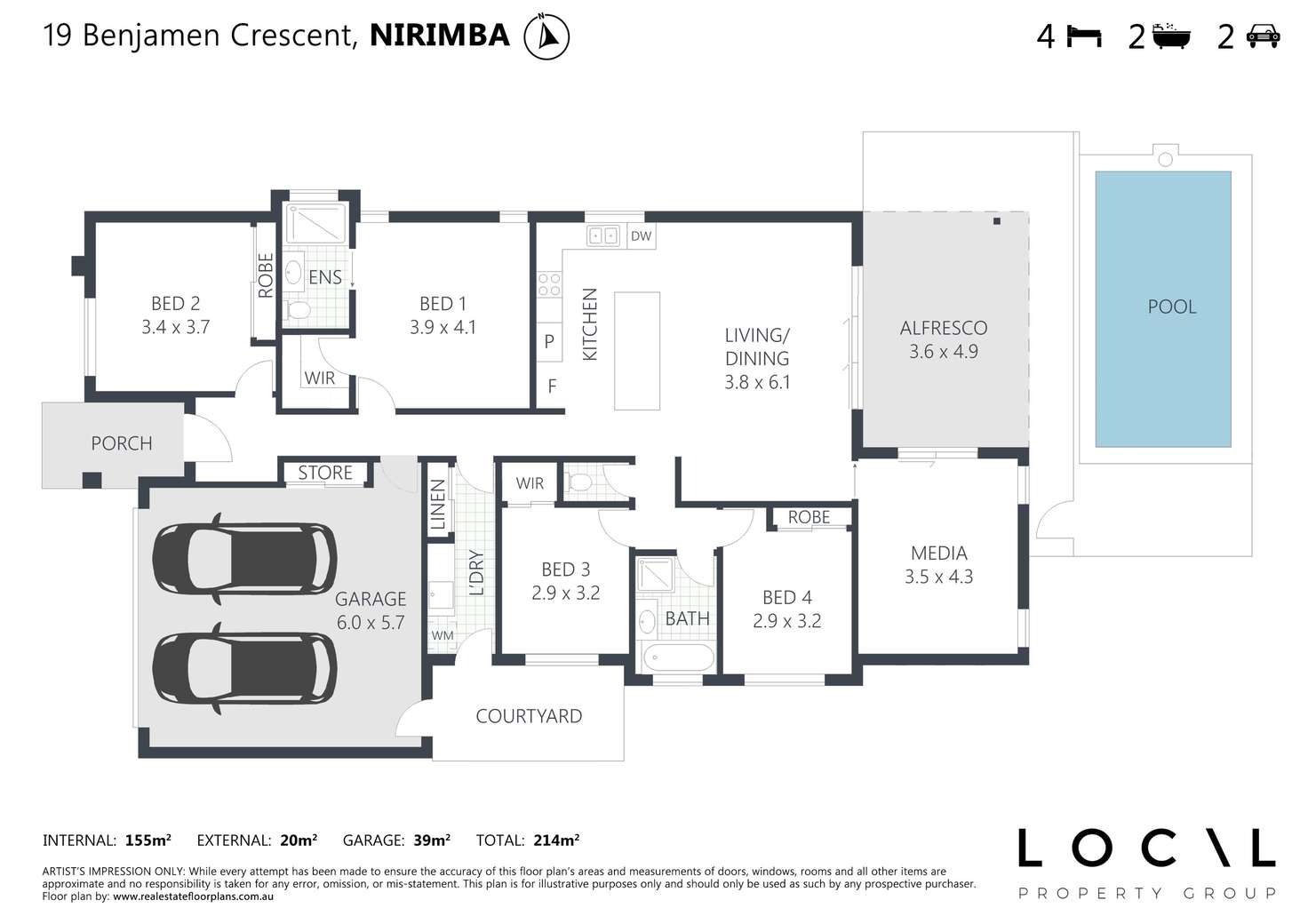 Floorplan of Homely house listing, 19 Benjamen Crescent, Nirimba QLD 4551