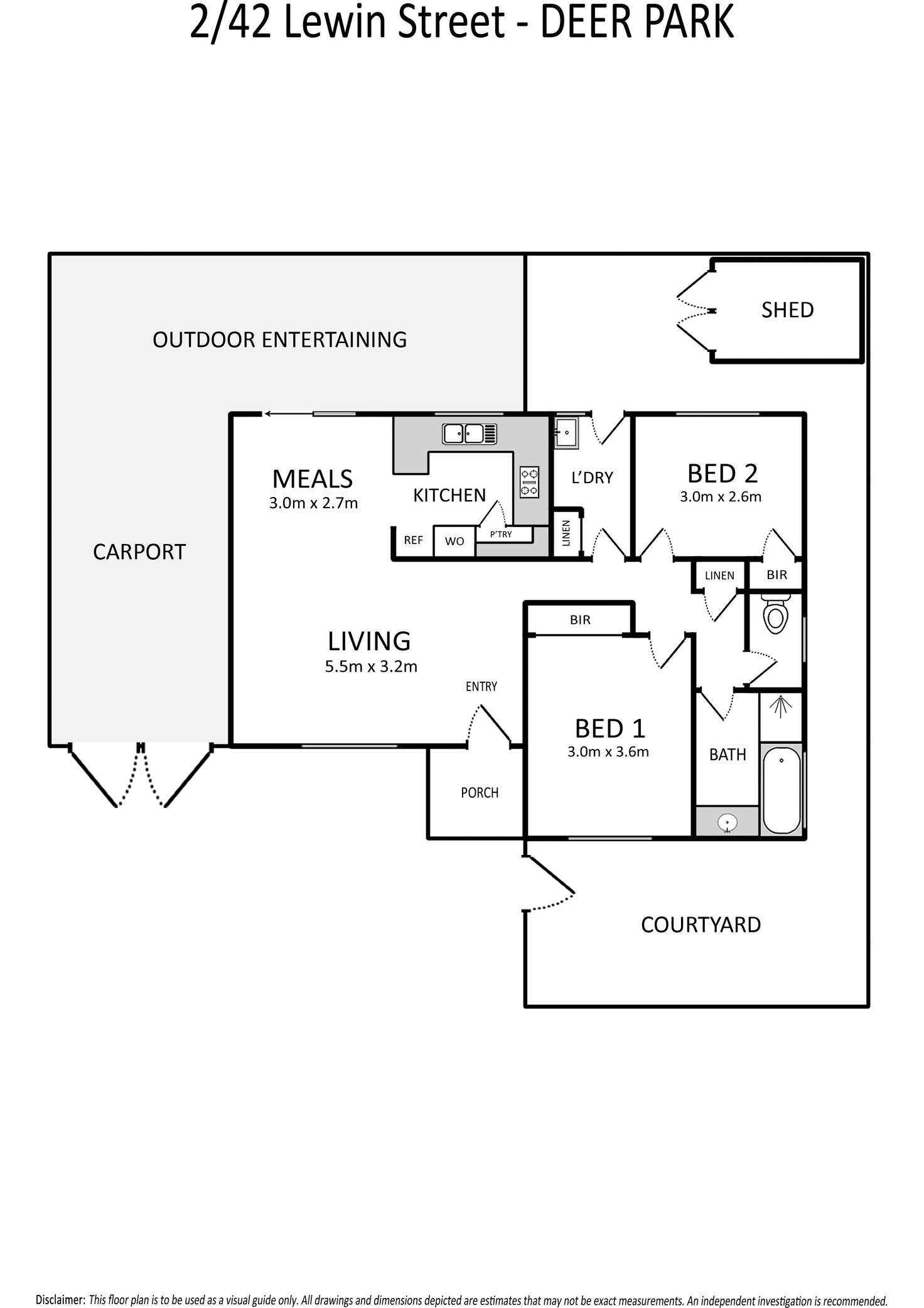 Floorplan of Homely unit listing, 2/42 Lewin Street, Deer Park VIC 3023