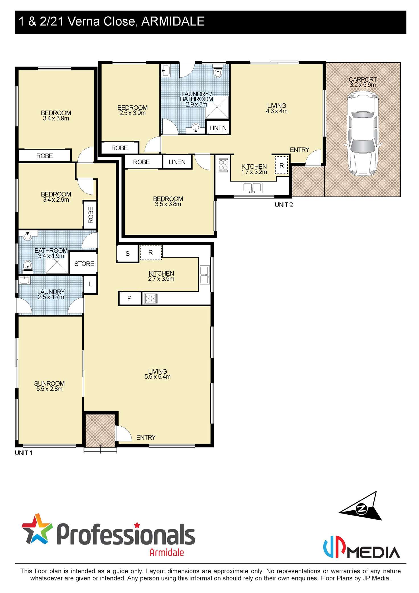 Floorplan of Homely unit listing, 1-2 21 Verna Close, Armidale NSW 2350