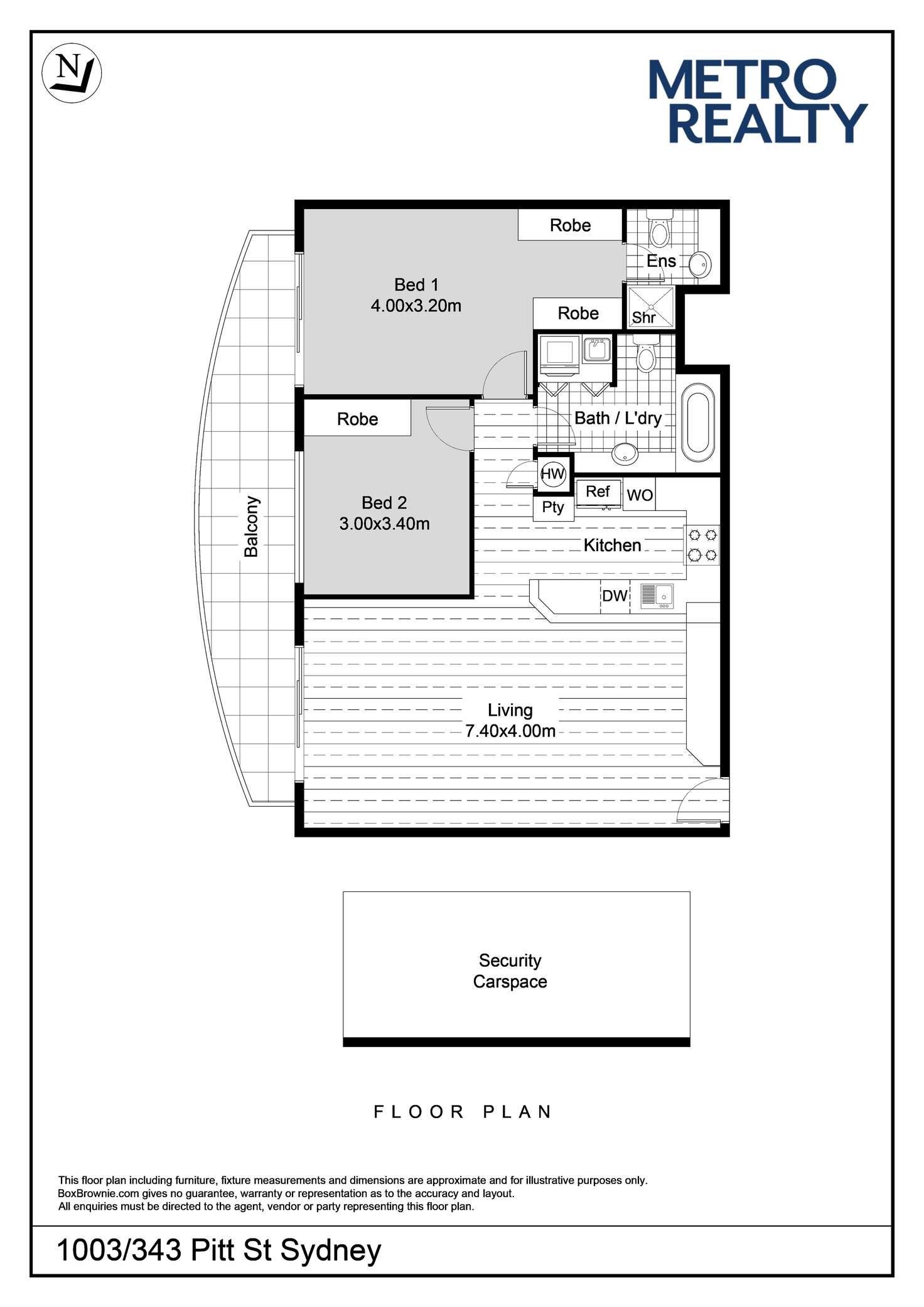Floorplan of Homely apartment listing, 1003/343 Pitt St, Sydney NSW 2000