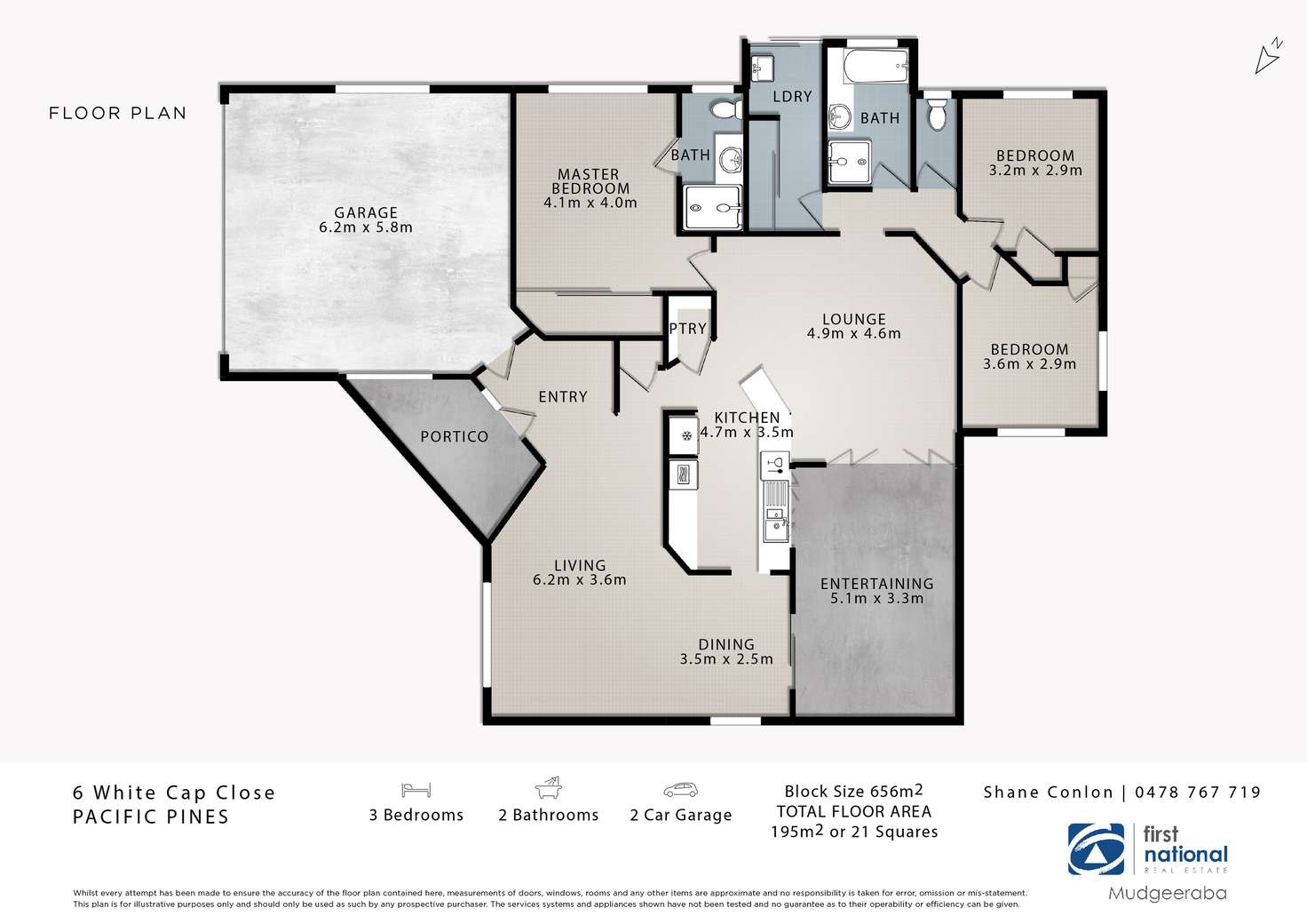 Floorplan of Homely house listing, 6 White Cap Close, Pacific Pines QLD 4211