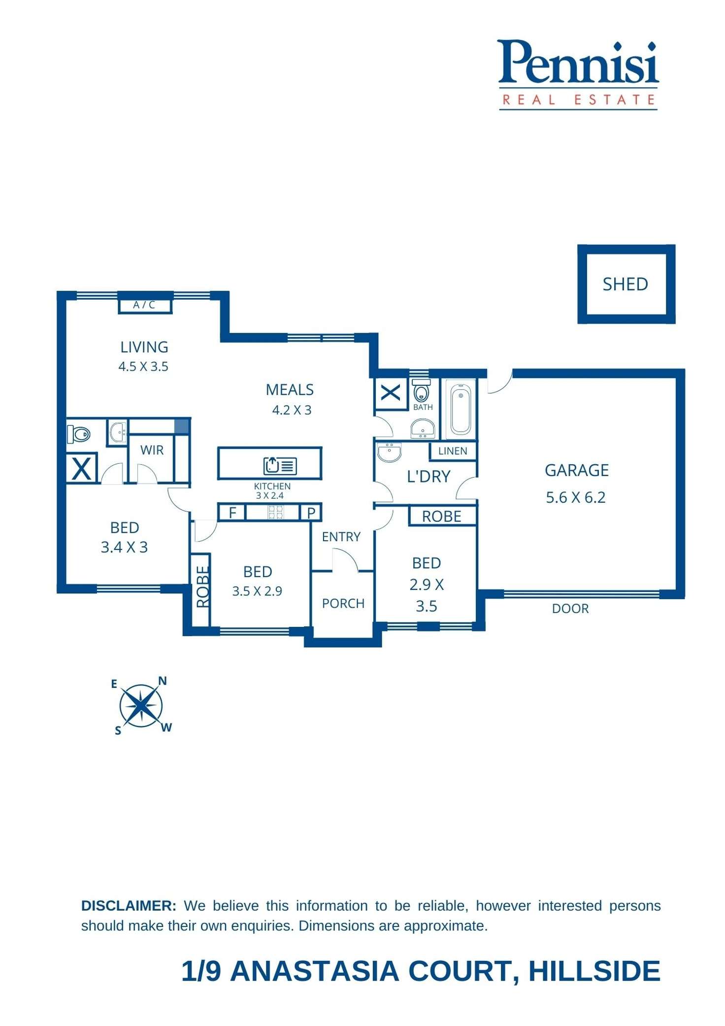 Floorplan of Homely unit listing, 1/9 Anastasia Court, Hillside VIC 3037