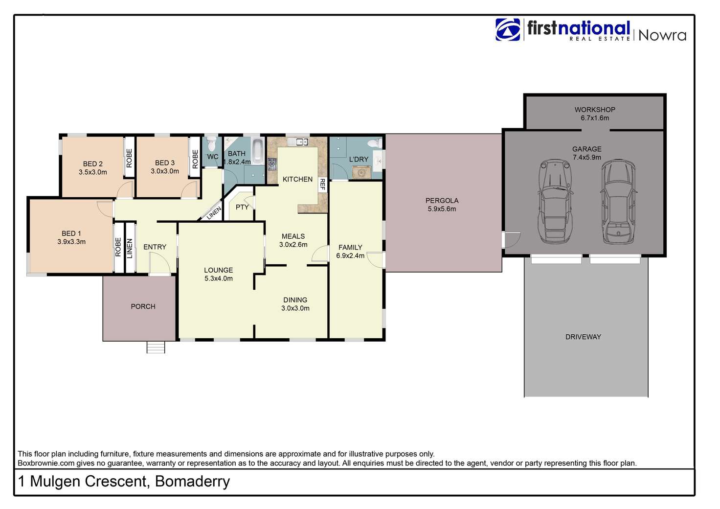 Floorplan of Homely house listing, 1 Mulgen Crescent, Bomaderry NSW 2541