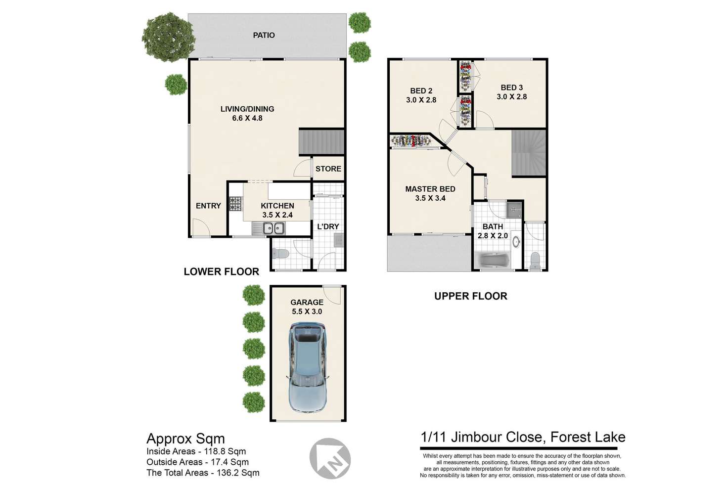 Floorplan of Homely townhouse listing, 1/11 Jimbour Close, Forest Lake QLD 4078