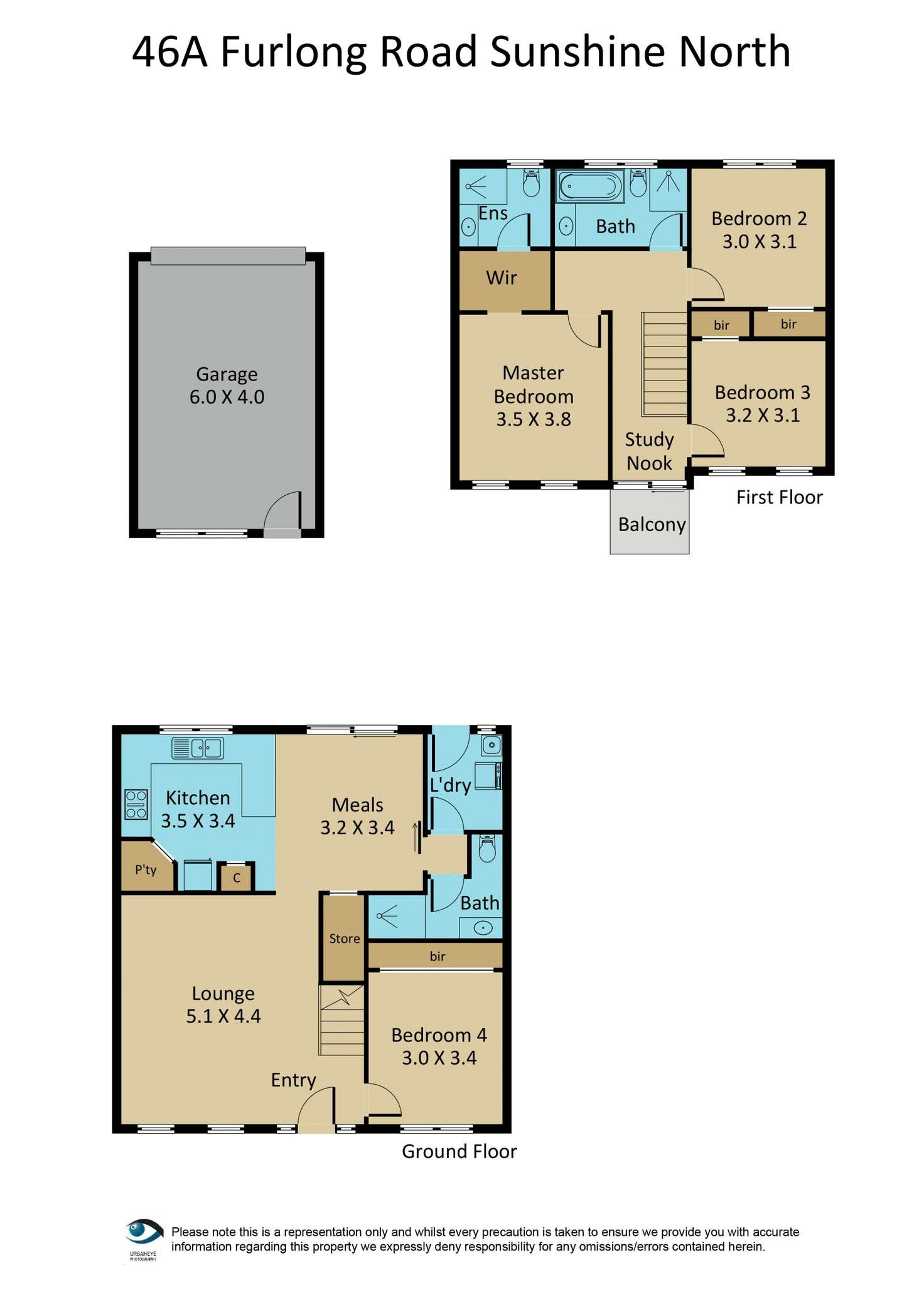 Floorplan of Homely townhouse listing, 46A Furlong Road, Sunshine North VIC 3020