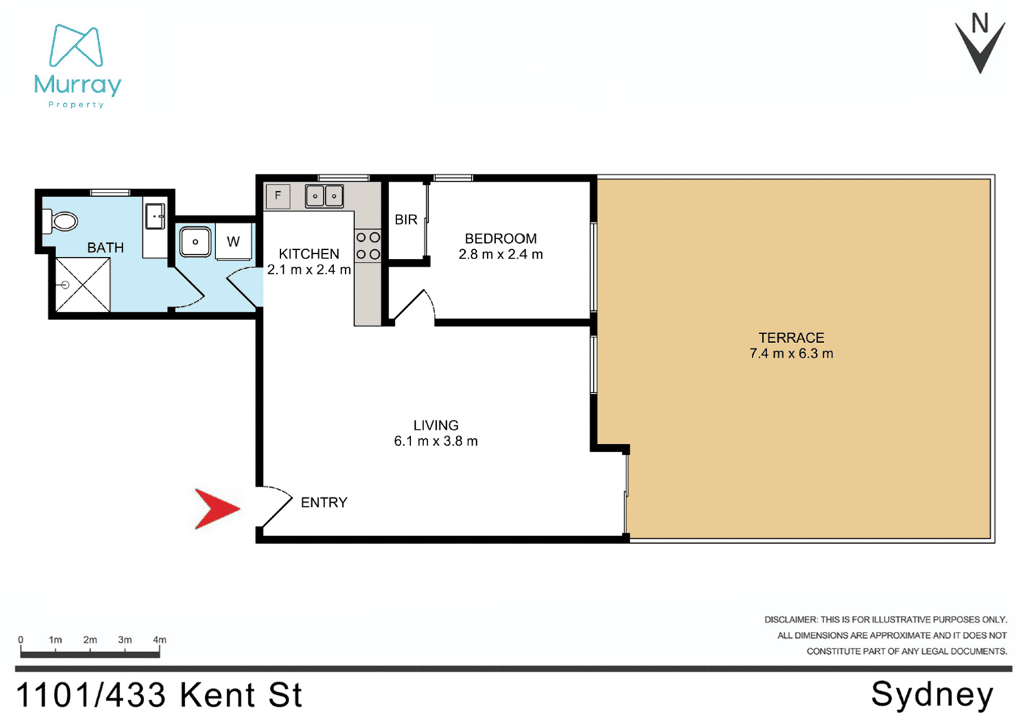 Floorplan of Homely apartment listing, 1101/433 Kent Street, Sydney NSW 2000