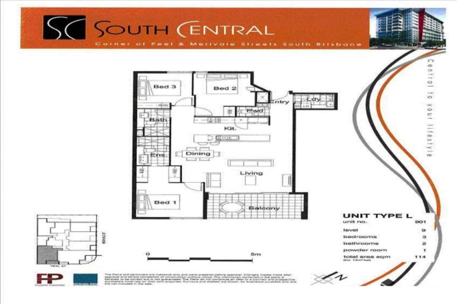 Floorplan of Homely unit listing, 901/43a Peel Street, South Brisbane QLD 4101