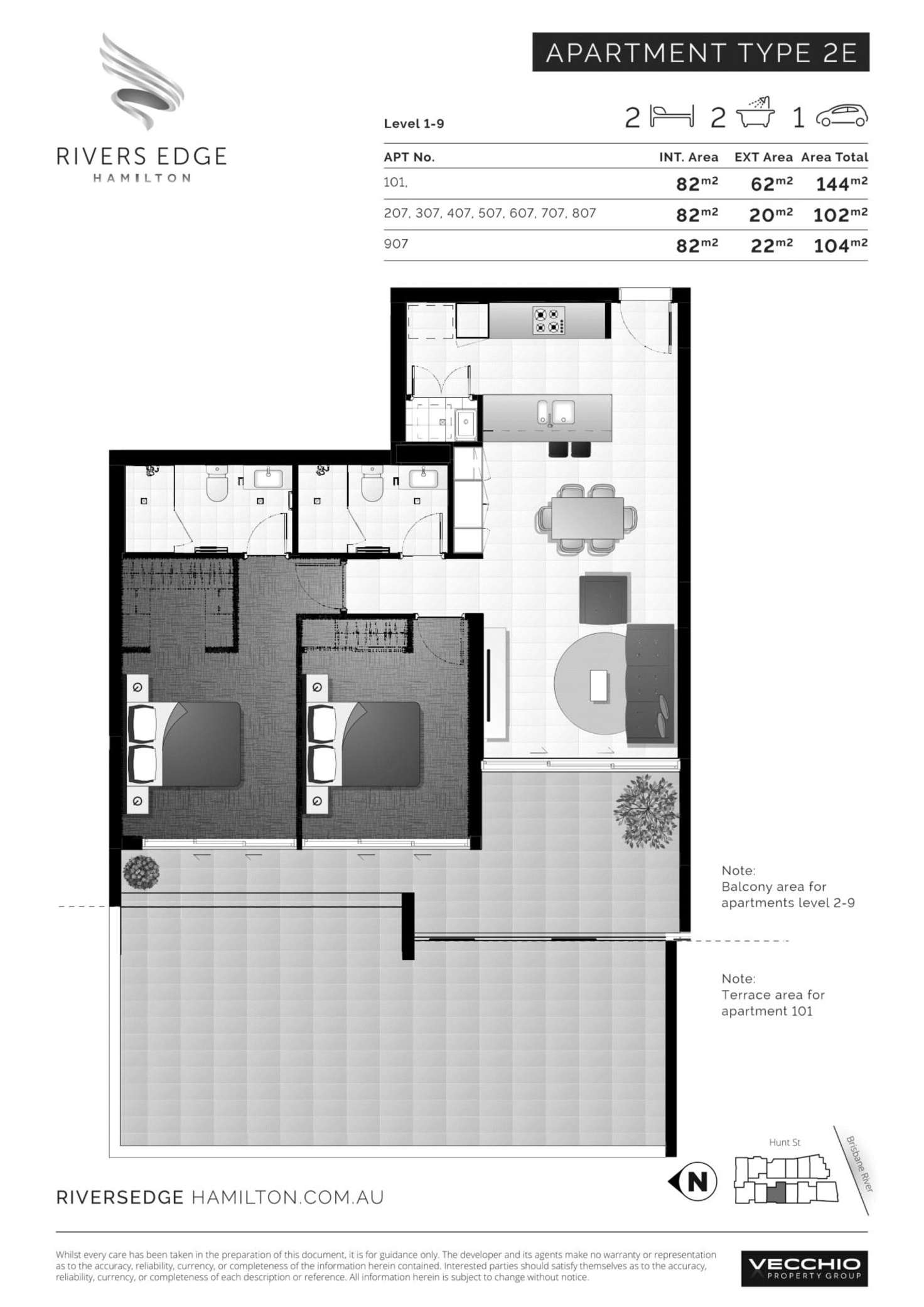 Floorplan of Homely apartment listing, 907/8 Hunt Street, Hamilton QLD 4007