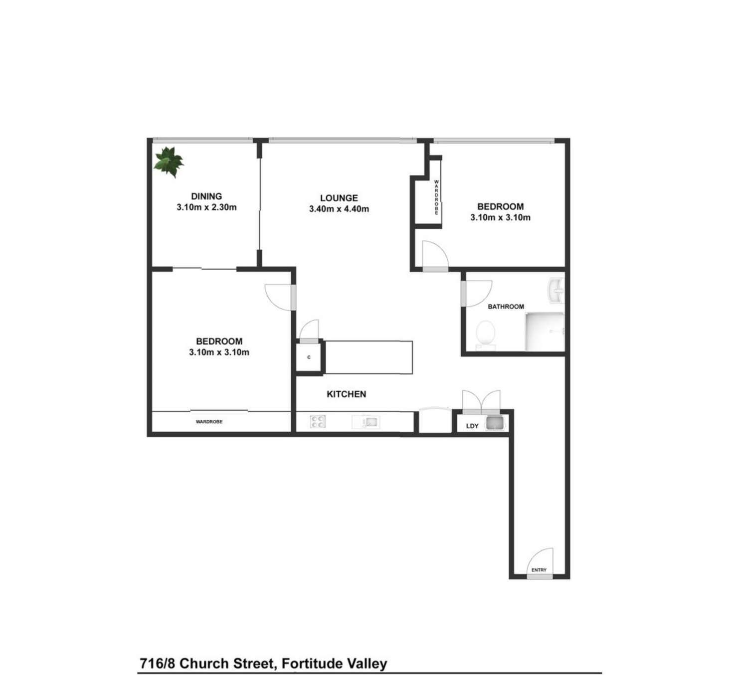 Floorplan of Homely unit listing, 716/8 Church Street, Fortitude Valley QLD 4006
