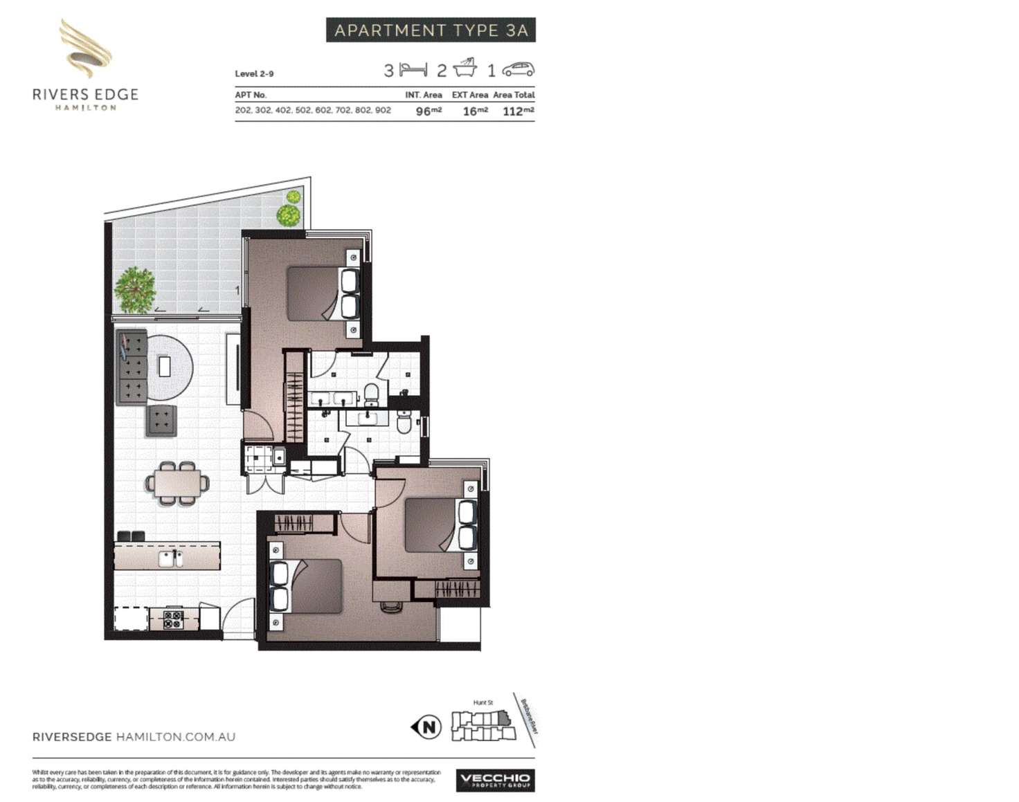 Floorplan of Homely apartment listing, 602/8 Hunt Street, Hamilton QLD 4007