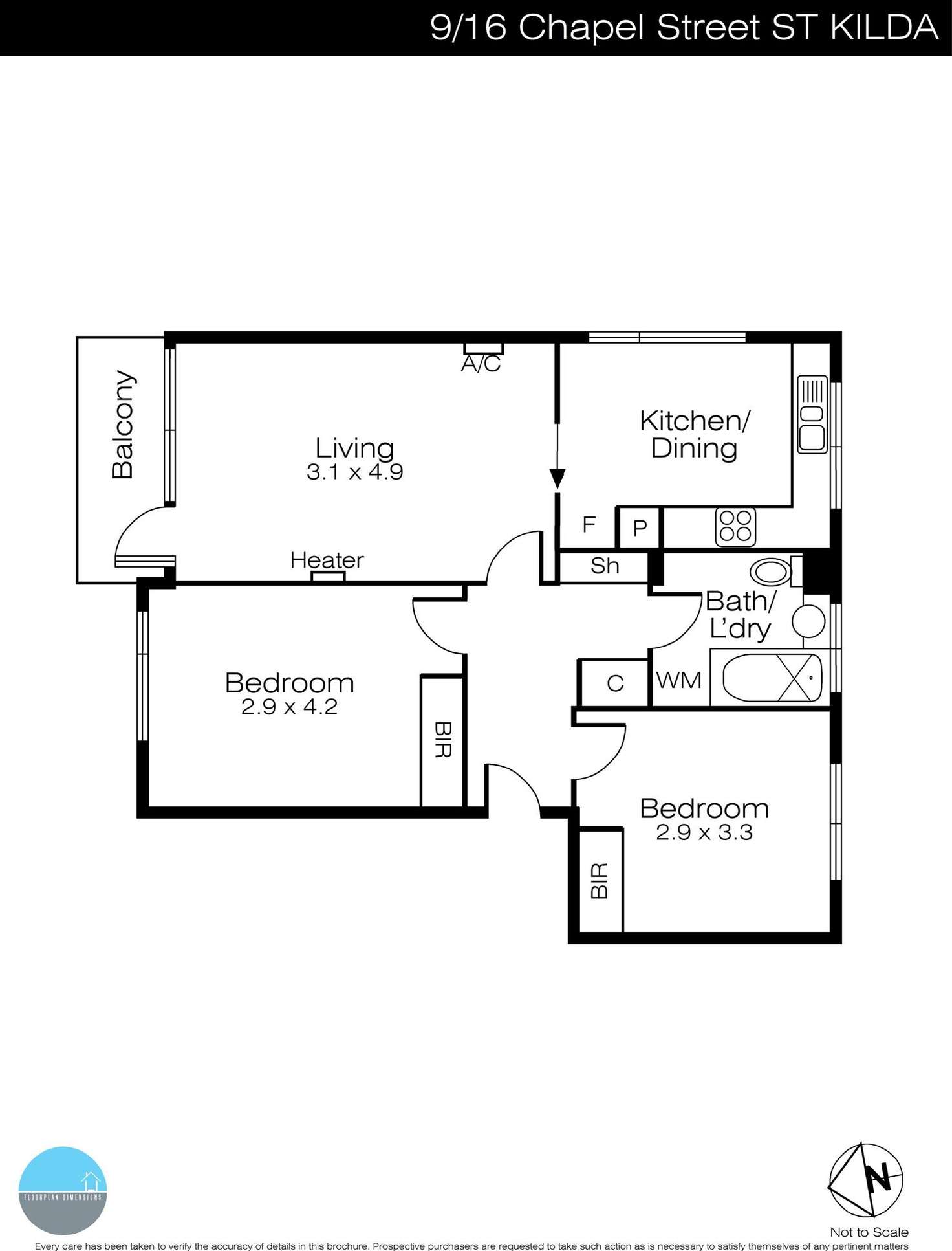 Floorplan of Homely apartment listing, 9/16 Chapel Street, St Kilda VIC 3182