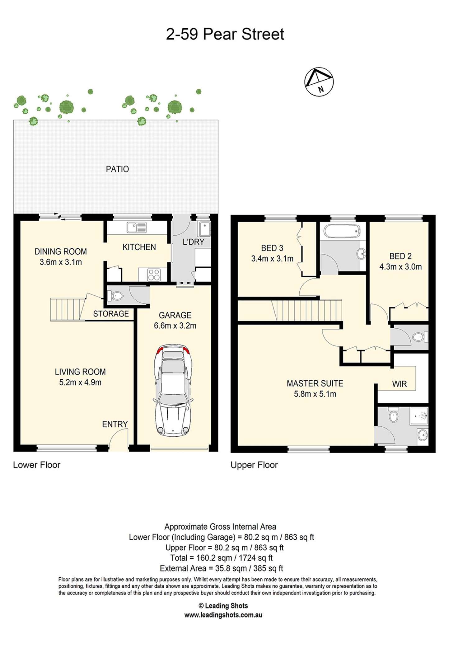 Floorplan of Homely townhouse listing, 2/59 Pear Street, Greenslopes QLD 4120