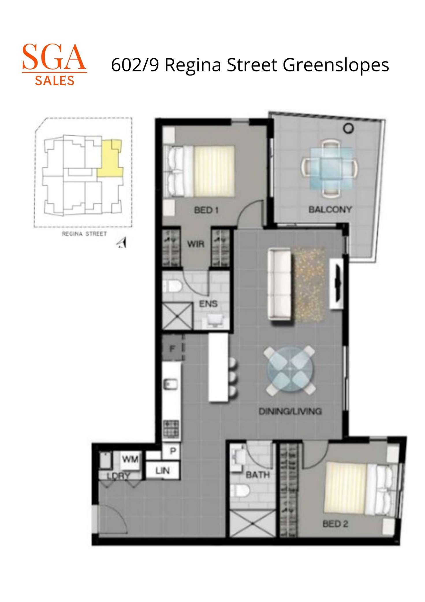 Floorplan of Homely apartment listing, 602/9 Regina Street, Greenslopes QLD 4120