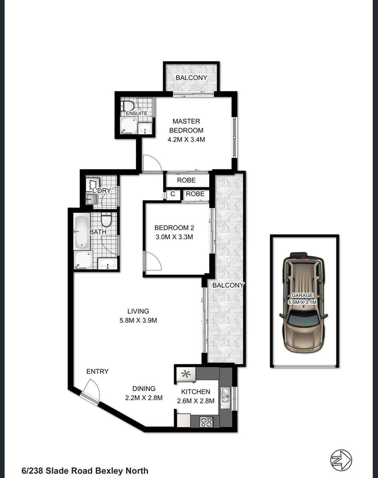 Floorplan of Homely unit listing, 6/238 Slade Road, Bexley North NSW 2207