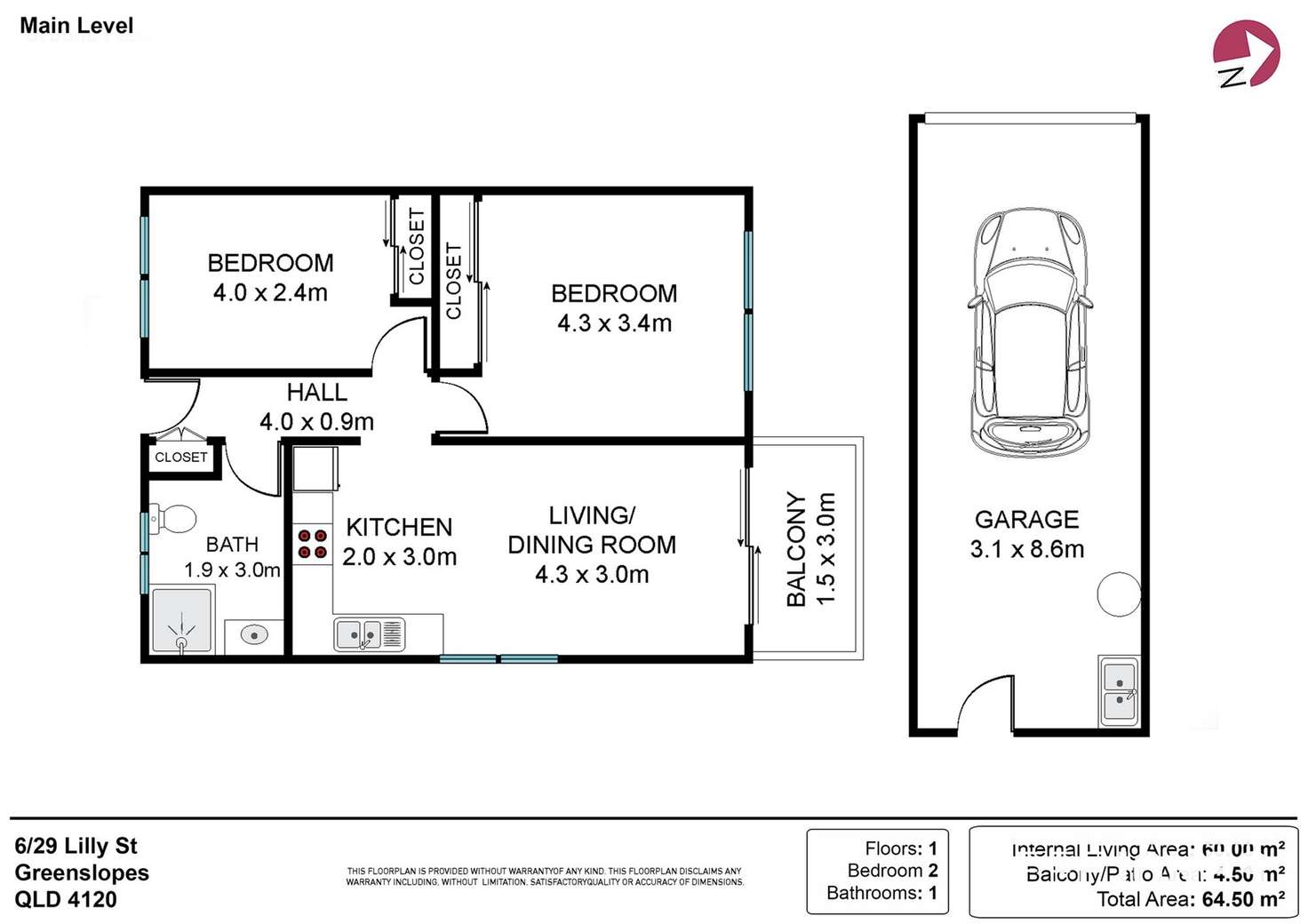 Floorplan of Homely unit listing, 6/29 Lilly Street, Greenslopes QLD 4120