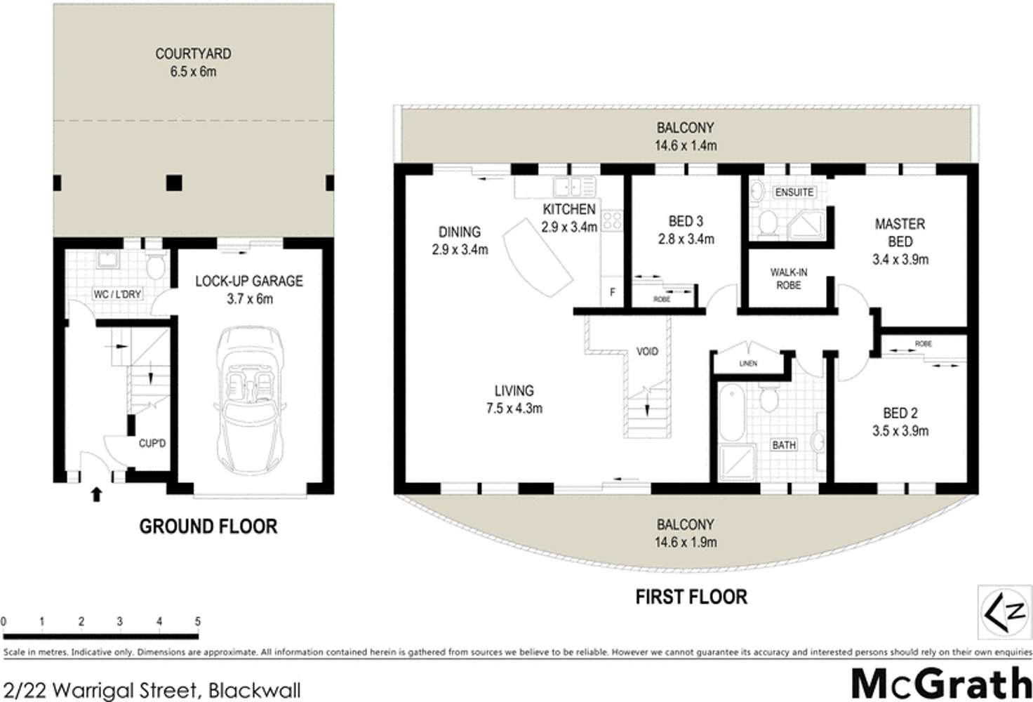 Floorplan of Homely townhouse listing, 2/22 Warrigal Street, Blackwall NSW 2256